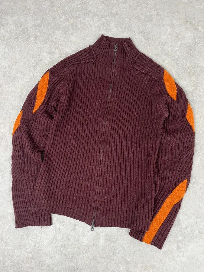 Marithe + Francois Girbaud 2000s Marithé + François Girbaud Brown & Orange Zip-Up Sweater Size US M / EU 48-50 / 2 - 4 Thumbnail