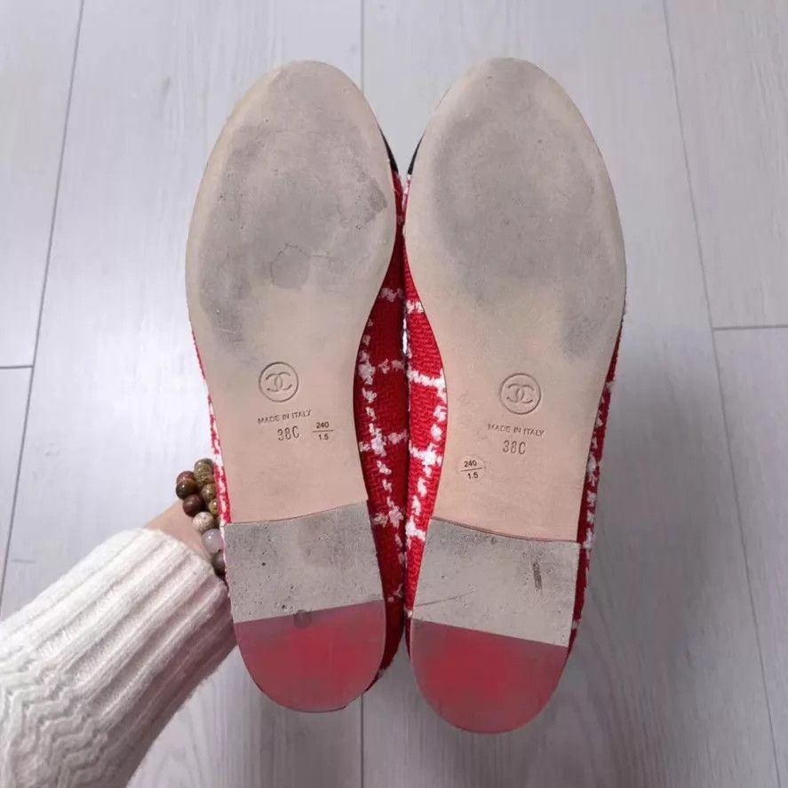 Chanel Chanel 95 New tweed red ballet flats size 38 Size US 7.5 / IT 37.5 - 3 Thumbnail
