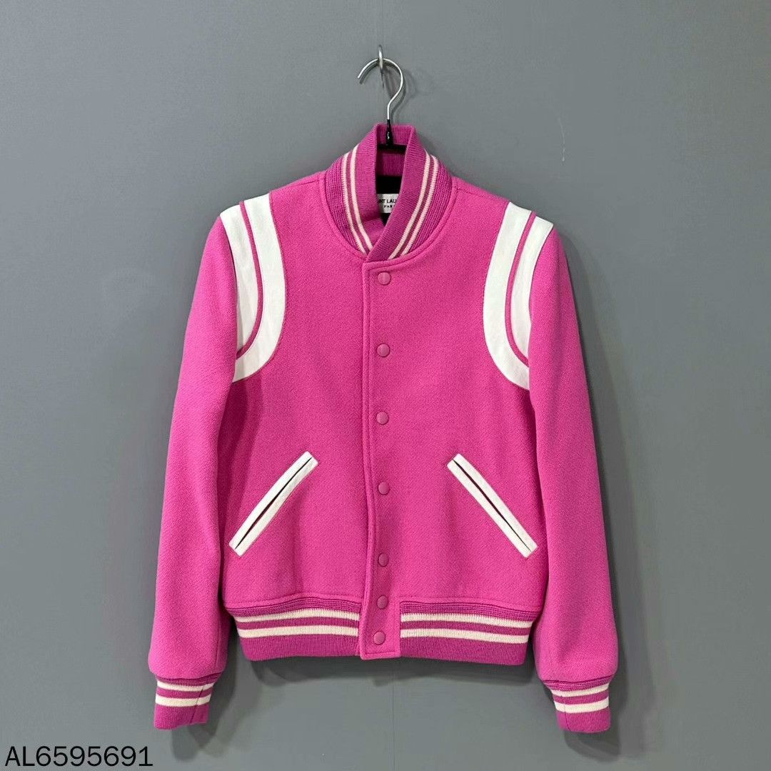 Saint Laurent Paris Pink Saint Laurent Paris Baseball Jacket Size S / US 4 / IT 40 - 1 Thumbnail
