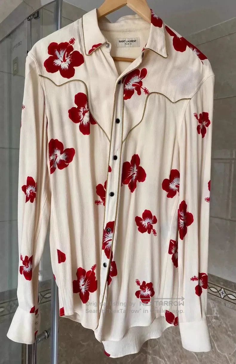 Saint Laurent Paris Saint Laurent Paris Floral Print Shirt. Size US S / EU 44-46 / 1 - 1 Thumbnail