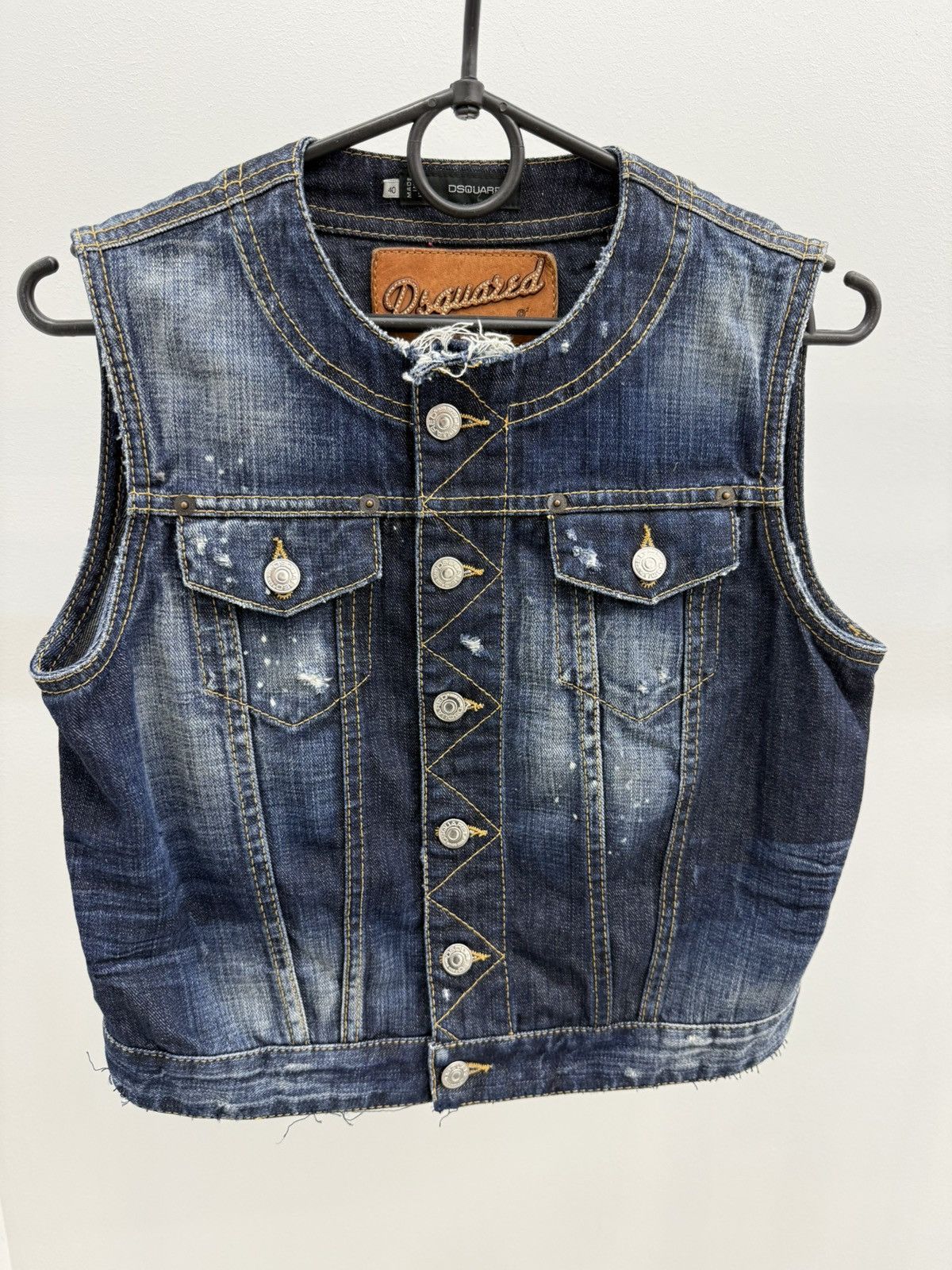 Dsquared2 Dsquared2 Distressed Denim Vest Size S / US 4 / IT 40 - 1 Thumbnail