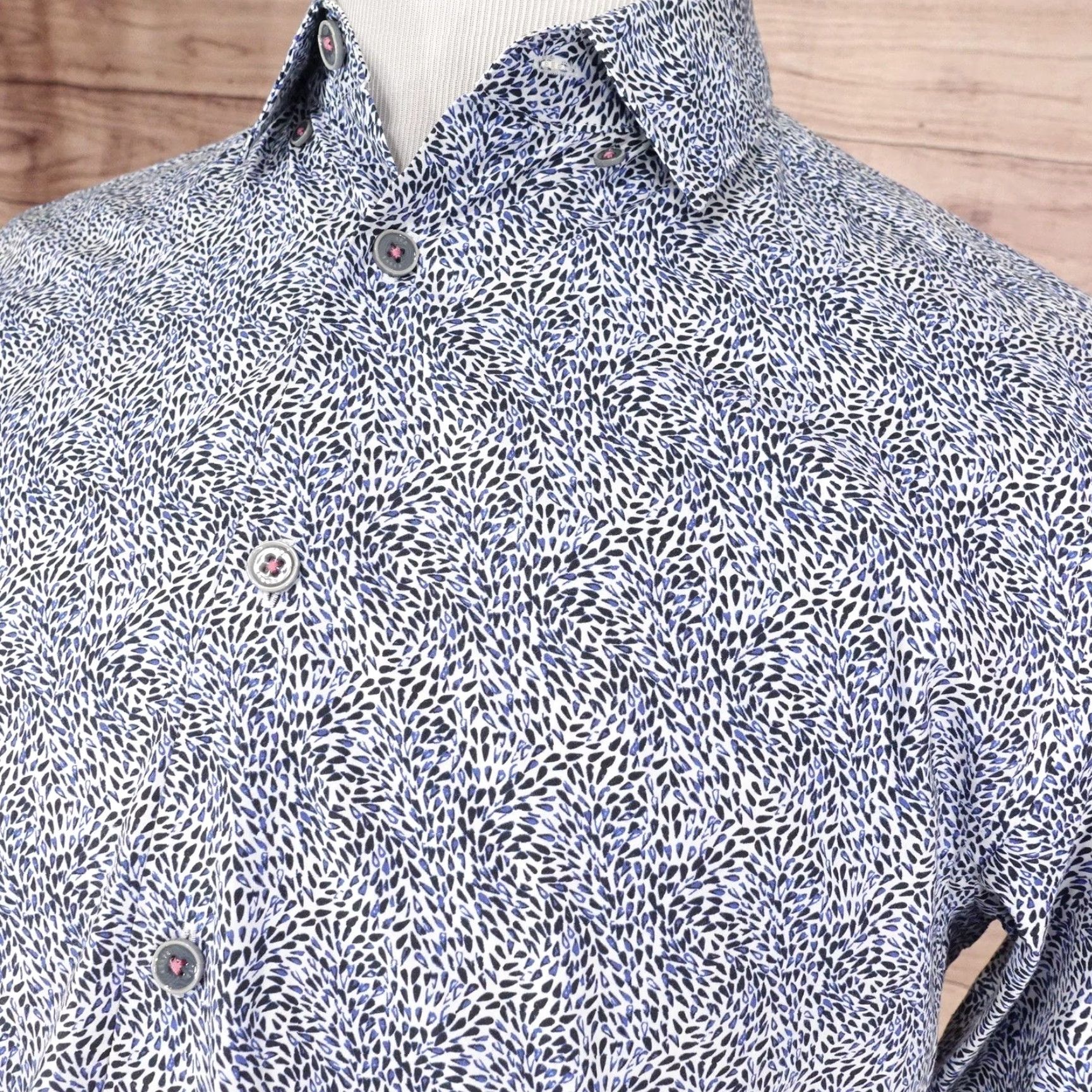 Ted Baker Ted Baker Shirt Mens 3 Medium Blue White Celnor Floral Print Long Sleeve Cotton Size US M / EU 48-50 / 2 - 2 Thumbnail