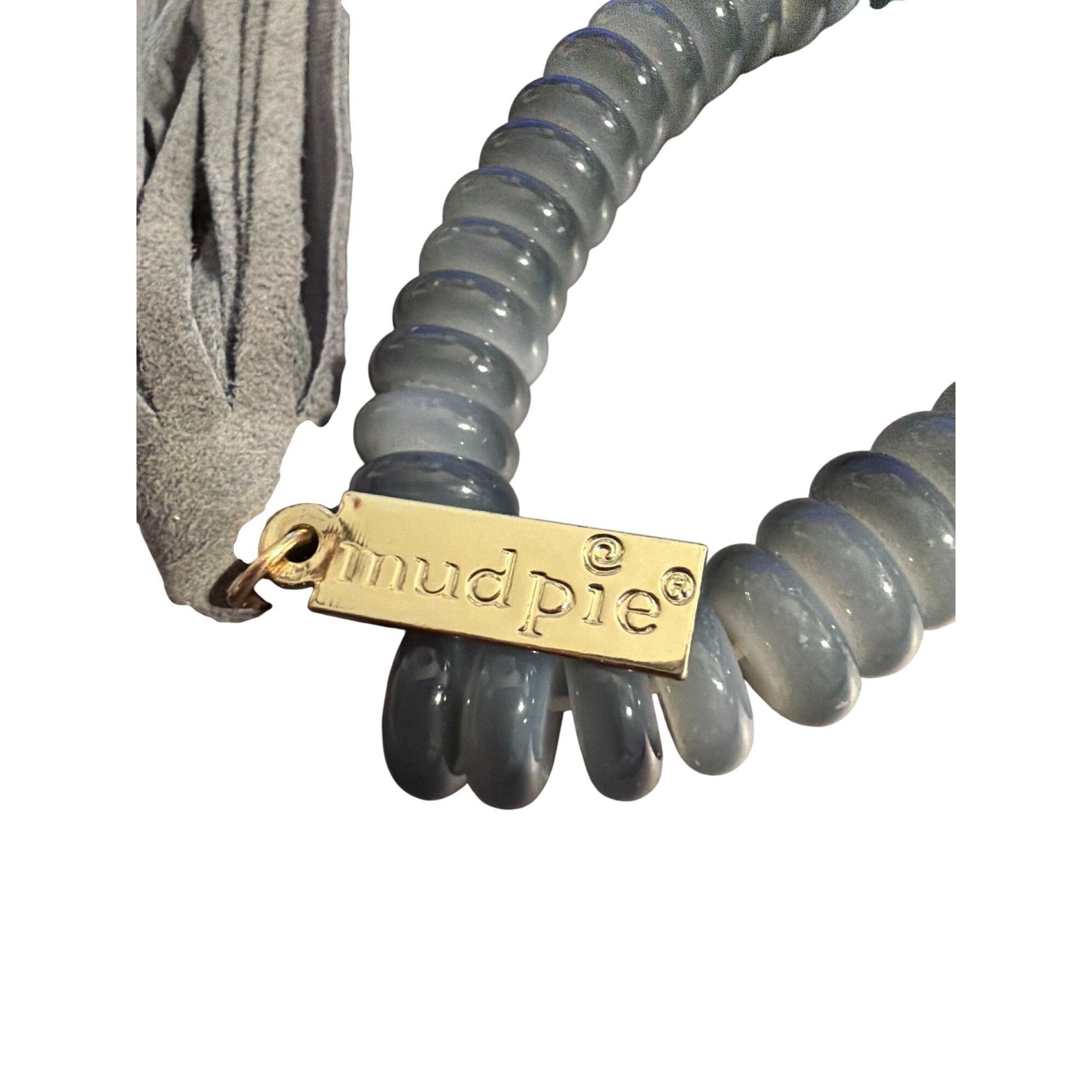 Other Mud Pie Stretch Bracelet Disc Beads Gray Tassel Gold Tone Si Size ONE SIZE - 4 Thumbnail