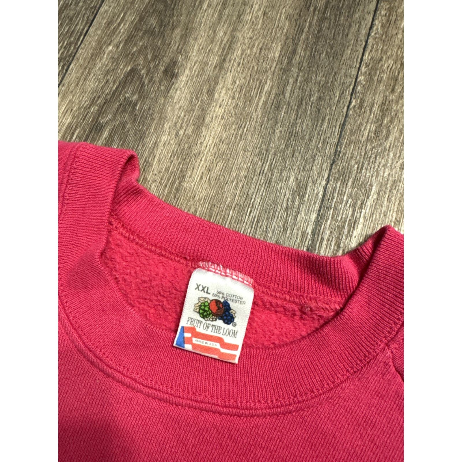 Fruit Of The Loom VINTAGE Fruit of the Loom Sweatshirt Pink 2XL Unisex Adults 90s Pullover Crewneck Sweatshirt Size US XXL / EU 58 / 5 - 2 Thumbnail