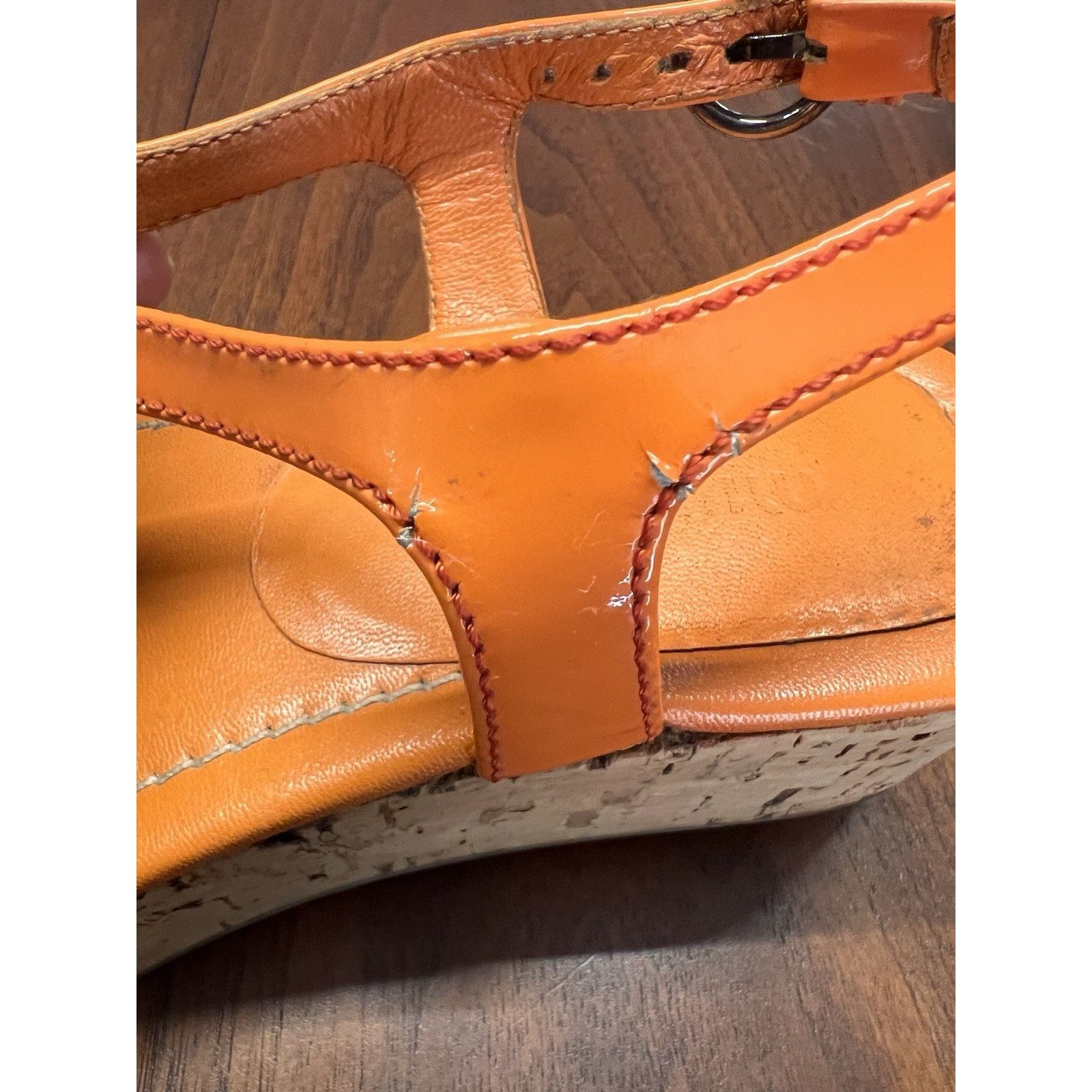 Miu Miu Miu Miu Orange / Teal 2” Cork Wedge Sz 5.5 Ankle Buckle Size US 5.5 / IT 35.5 - 13 Thumbnail