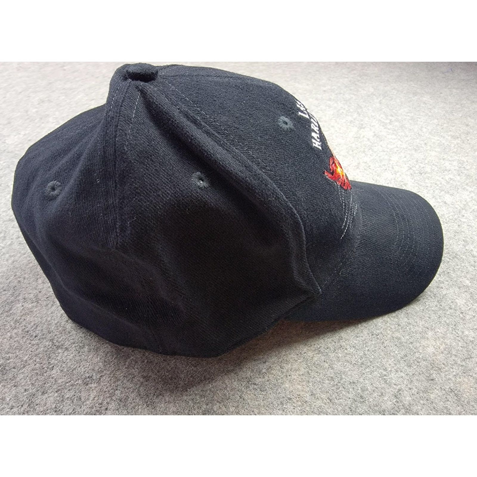 Harley Davidson Harley-Davidson Hat Cap Fitted Mens L/XL Black Las Vegas Dice Flames Embroidered Cap Size ONE SIZE - 6 Thumbnail