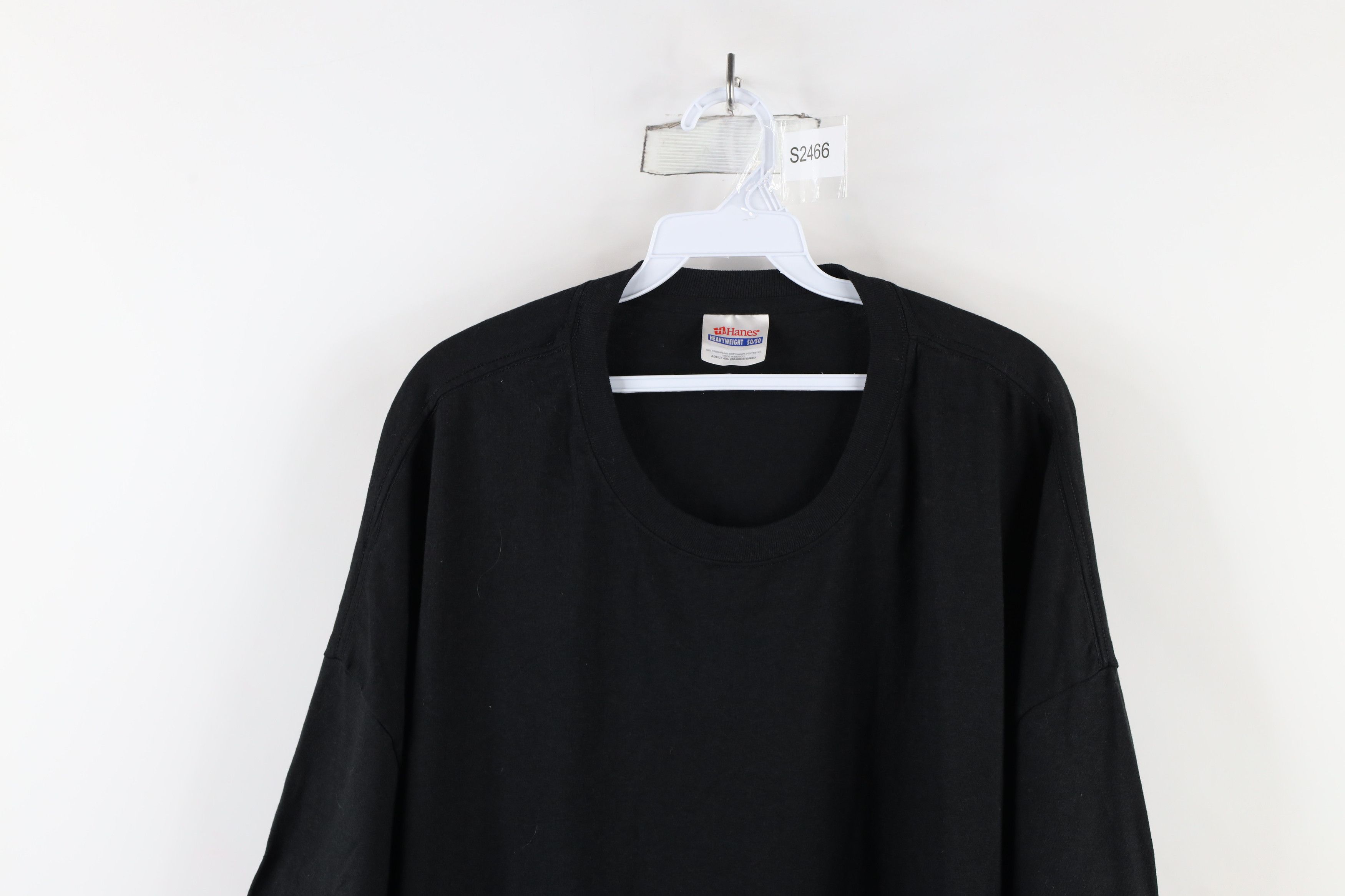 Hanes × Vintage Vintage 90s Hanes Heavyweight Short Sleeve T-Shirt Black Size US XXL / EU 58 / 5 - 2 Thumbnail