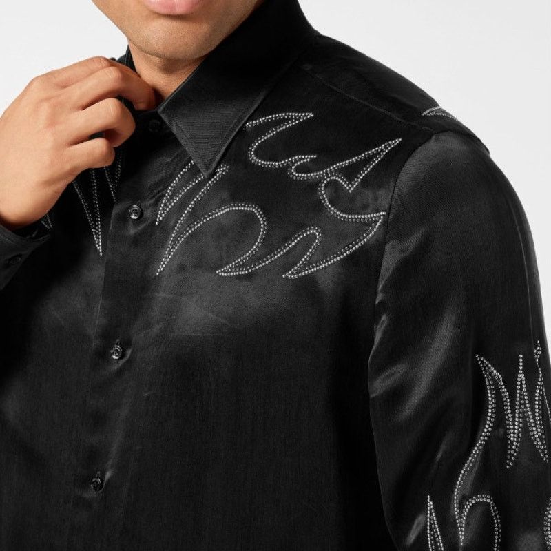 Philipp Plein Philipp Plein Men's Black Embellished Texas Shirt Size XXL Size US XXL / EU 58 / 5 - 12 Thumbnail