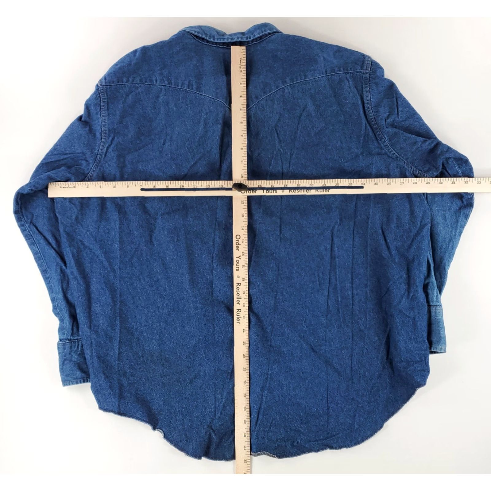 Wrangler Wrangler Denim Pearl Snap Shirt X-Long Tails Blue Mens 3XL 20-36 Big Man Fit Long Sleeve Snap Tail Shirt Size US XXL / EU 58 / 5 - 6 Thumbnail