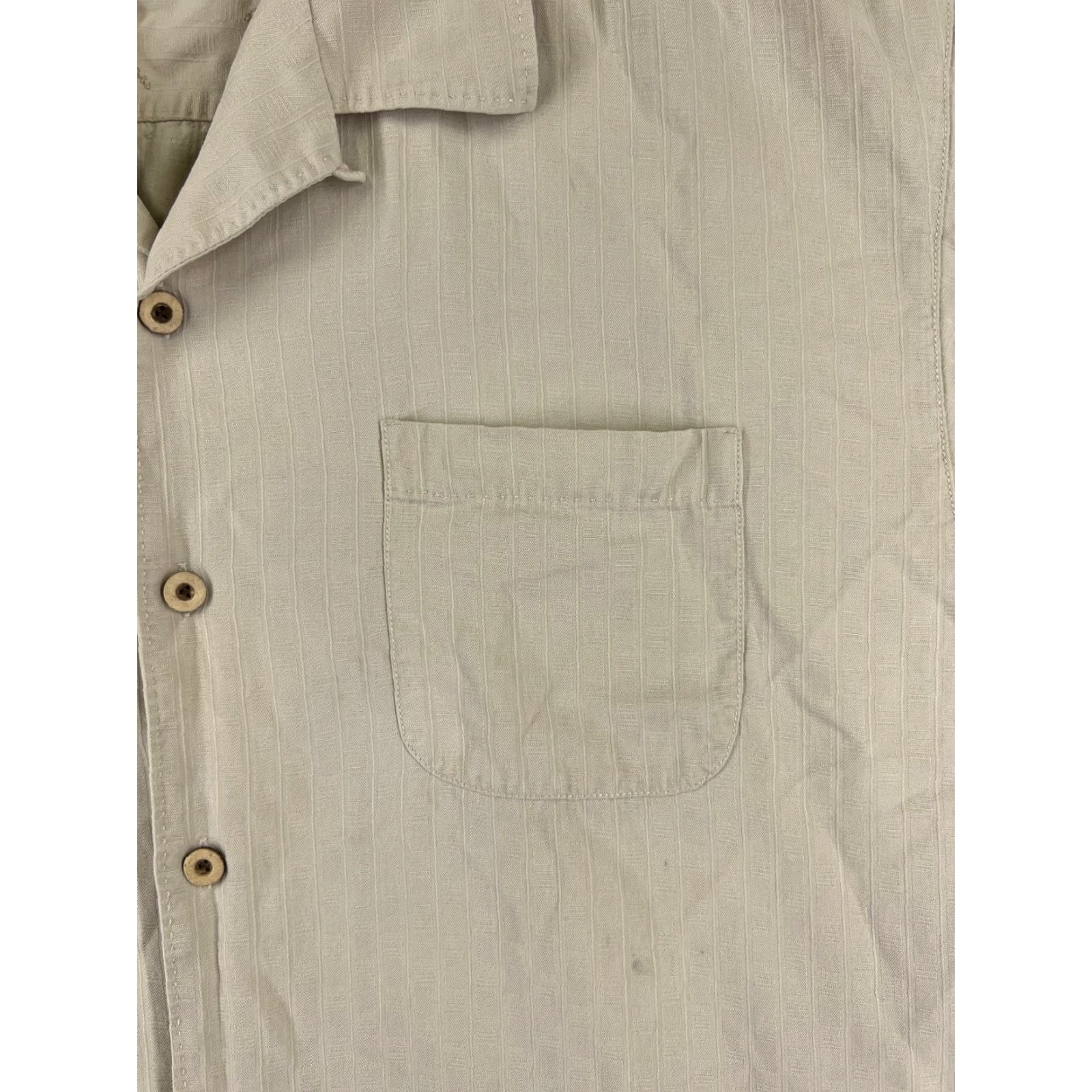 Tommy Bahama Tommy Bahama Shirt Men XL Beige Stripe 100% Silk Button Up Casual Hawaii Aloha Resort Beach Shirt Size US XL / EU 56 / 4 - 6 Thumbnail