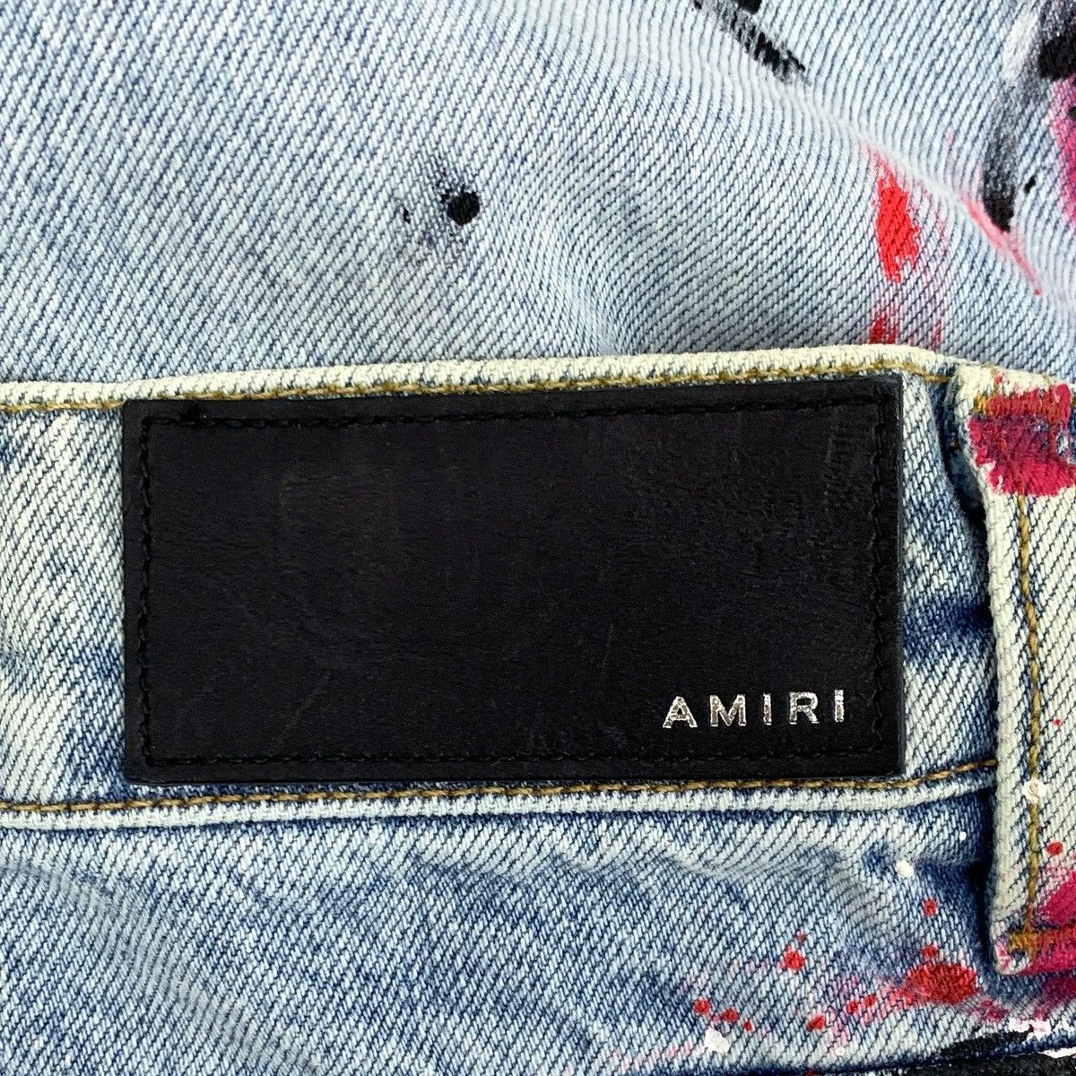 Armani Amiri Blue Distressed Splash Ink Print Denim Pants K26WX Size 24" / US 00 / IT 34 - 3 Thumbnail