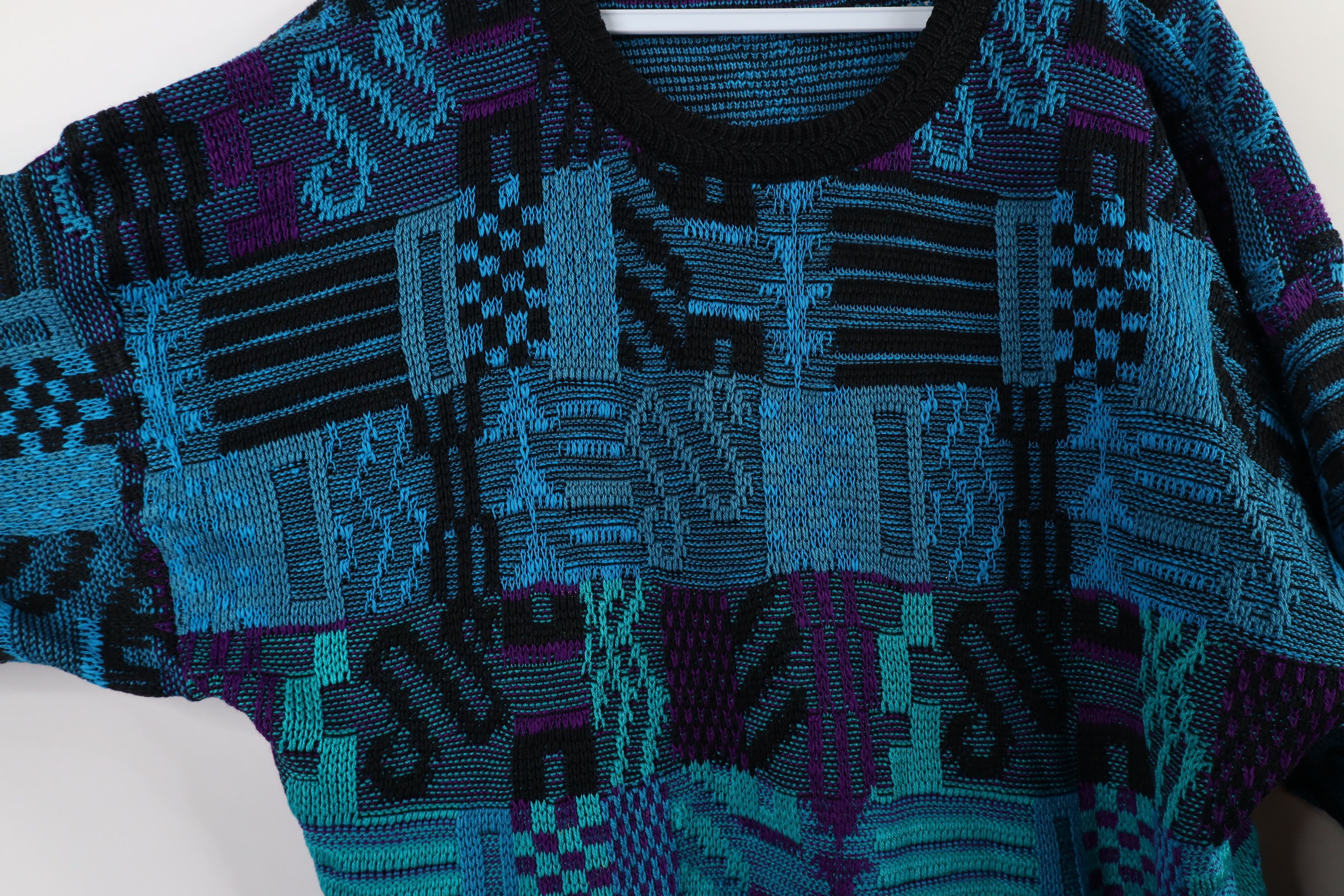 Vintage Vintage 90s Coogi Style Geometric Knit Crewneck Sweater Size XL / US 12-14 / IT 48-50 - 4 Thumbnail