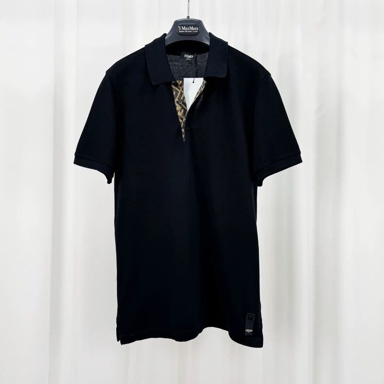 Fendi Fendi Black Logo Collar Polo Shirt-yf Size US S / EU 44-46 / 1 - 1 Thumbnail