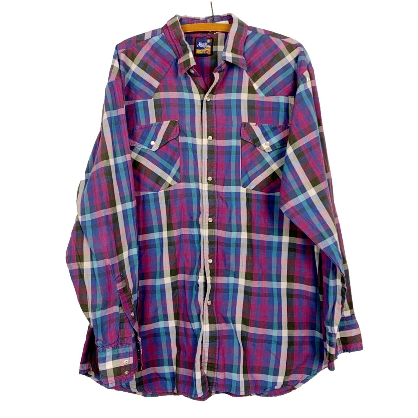 Vintage VINTAGE Rock Canyon Shirt XL Purple Western Pearl Snap Grunge 1980s Long Sleeve Cotton Size US XL / EU 56 / 4 - 2 Thumbnail
