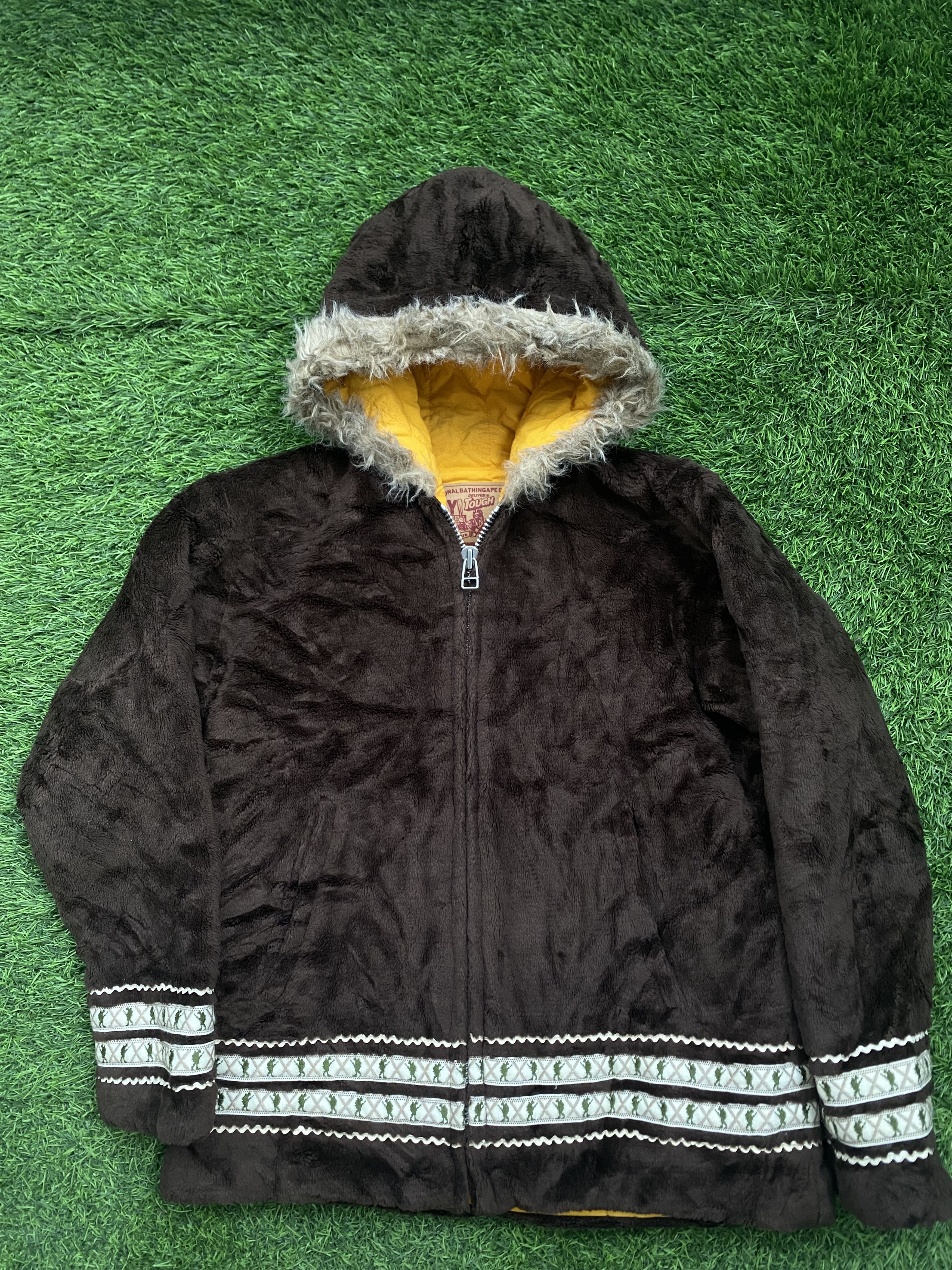 image of Bape Fleece Sherpa Hoodie in Brown, Men's (Size Small)