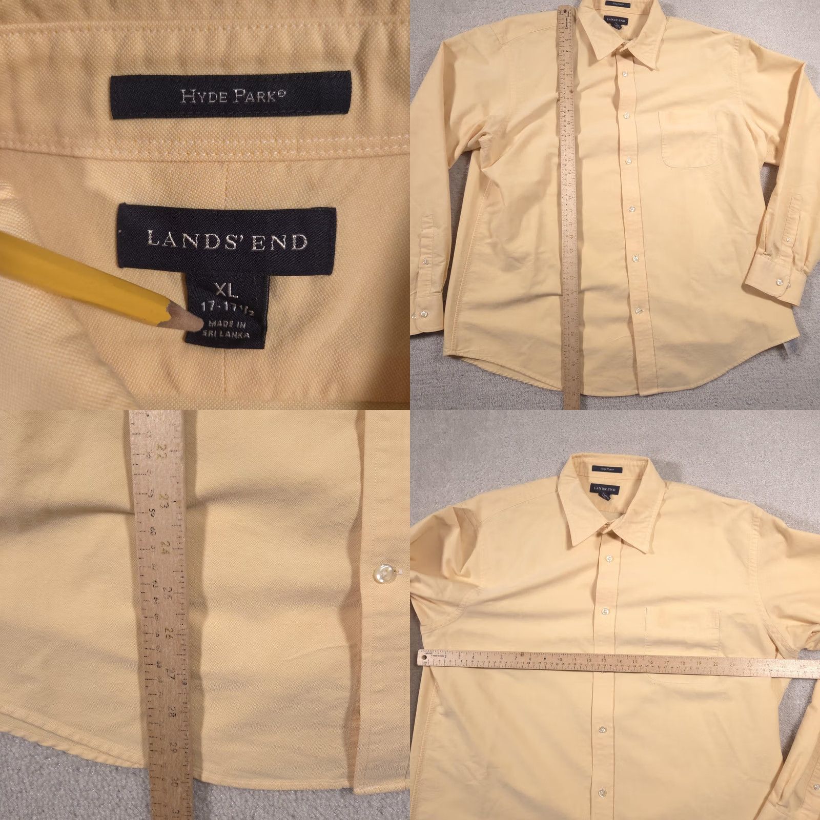 Lands' End VINTAGE Lands' End Hyde Park Shirt Mens XL Yellow Solid Button Front Long Sleeve Casual Size US XL / EU 56 / 4 - 8 Thumbnail