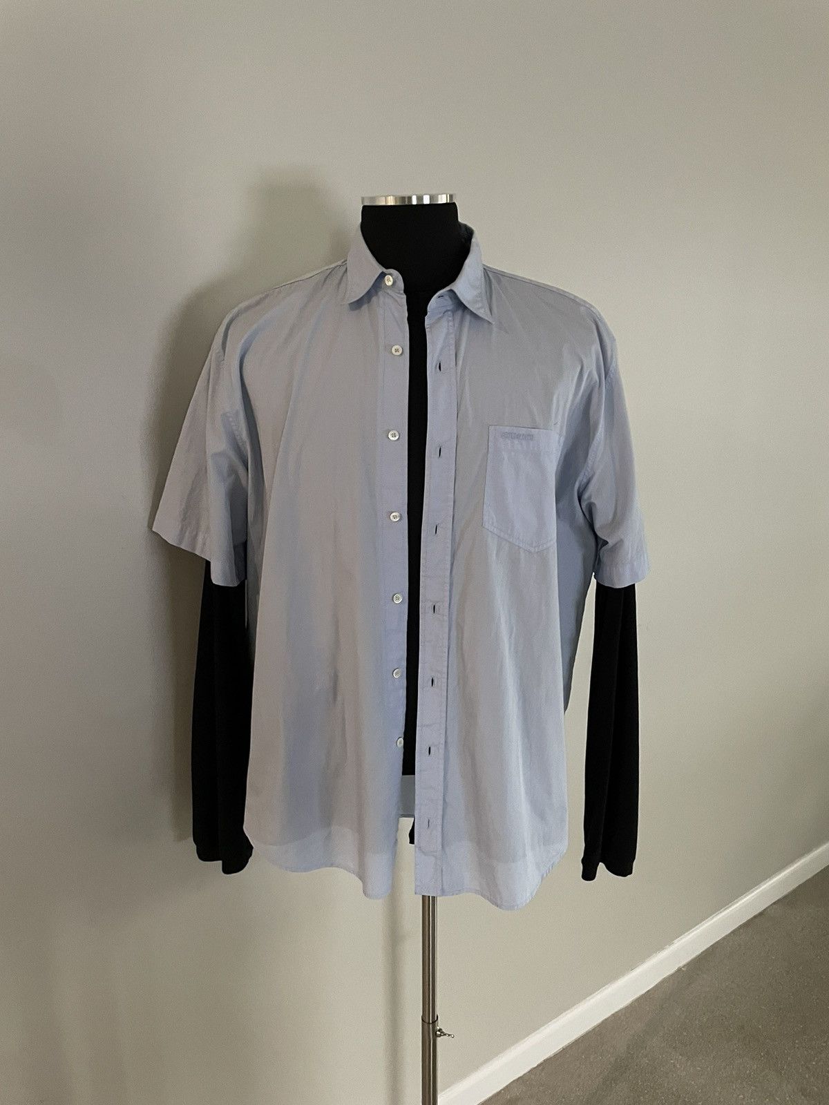 image of Vetements Double Layer Happiness Shirt in Black, Men's (Size Medium)