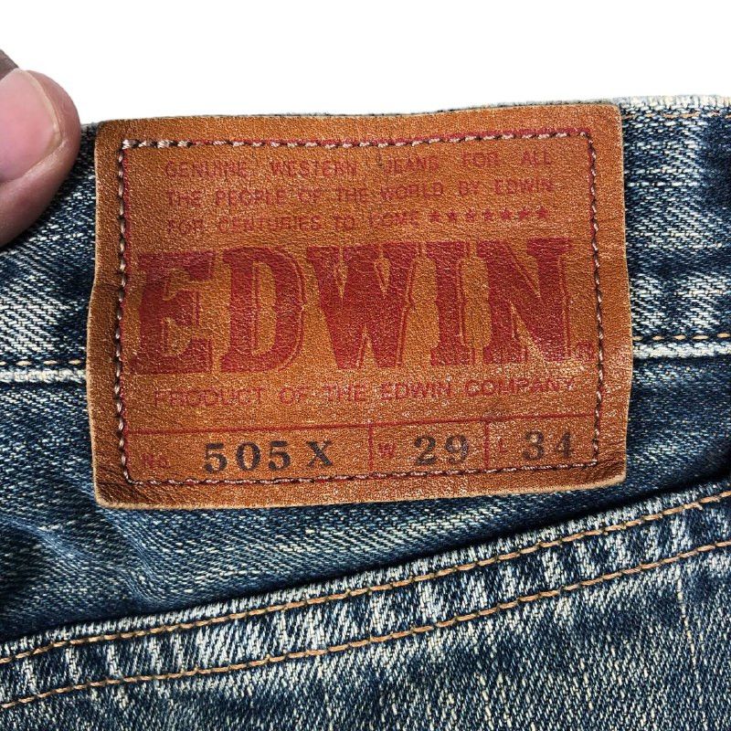 Edwin × Jean × Vintage Vintage Edwin 505x Selvedge Distressed Jeans Size US 29 - 11 Thumbnail