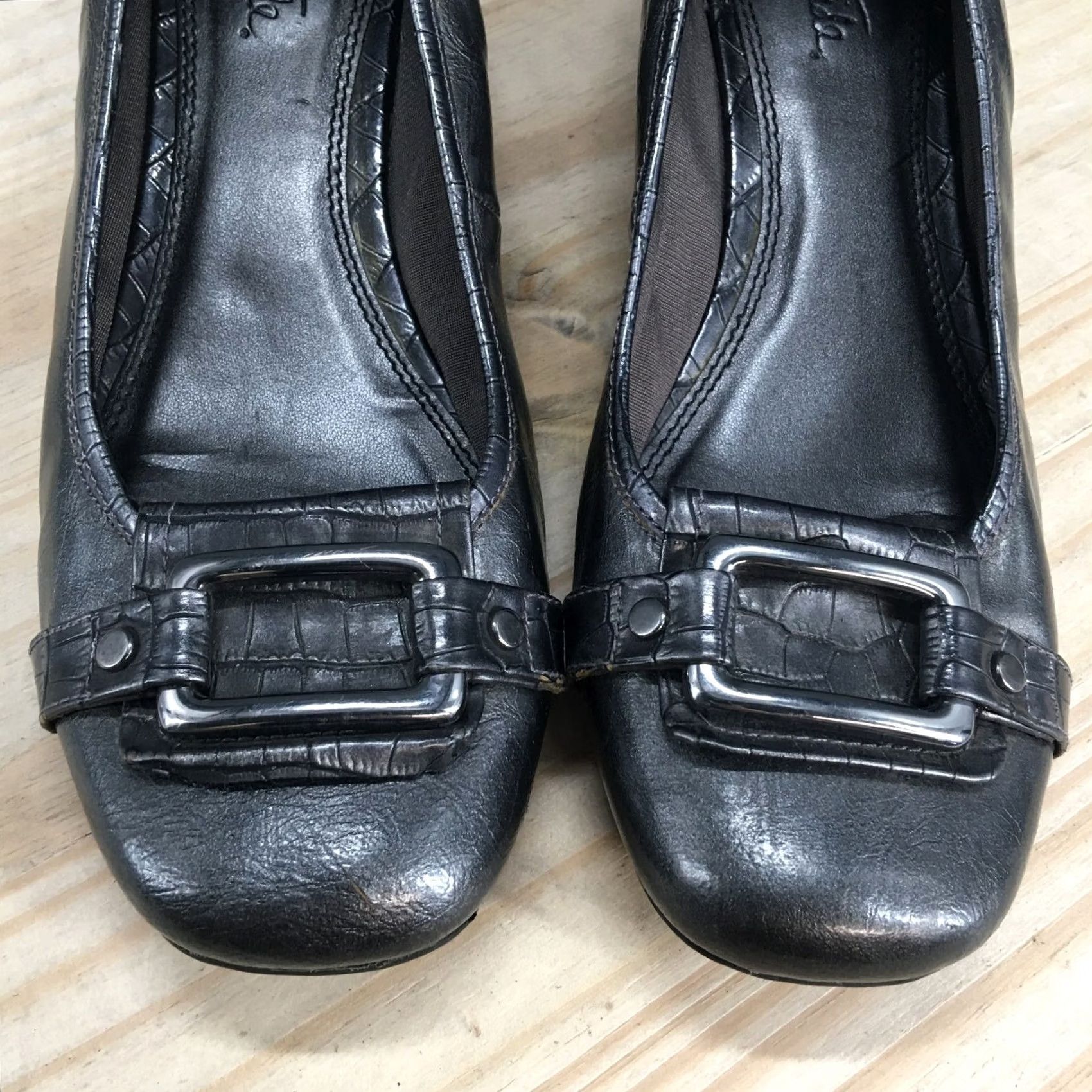 Vintage LifeStride Heels Womens 9 M Lynx Slip On Metallic Pumps Gray Faux Leather Casual Pump Womens Shoes Mens Womens Size US 9 / IT 39 - 5 Thumbnail