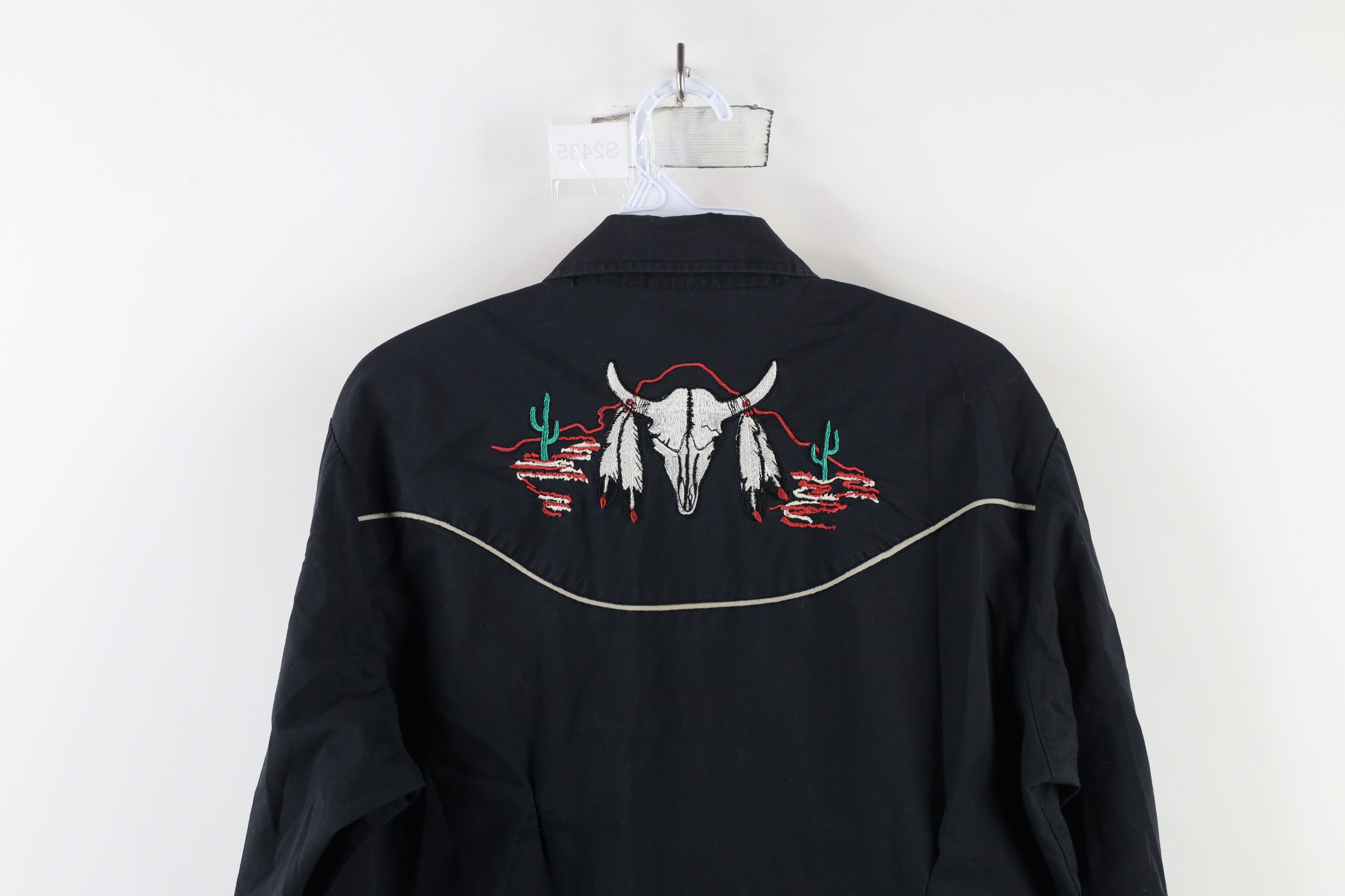 Vintage Vintage 90s Rockabilly Skull Feather Snap Button Shirt Size US M / EU 48-50 / 2 - 13 Thumbnail
