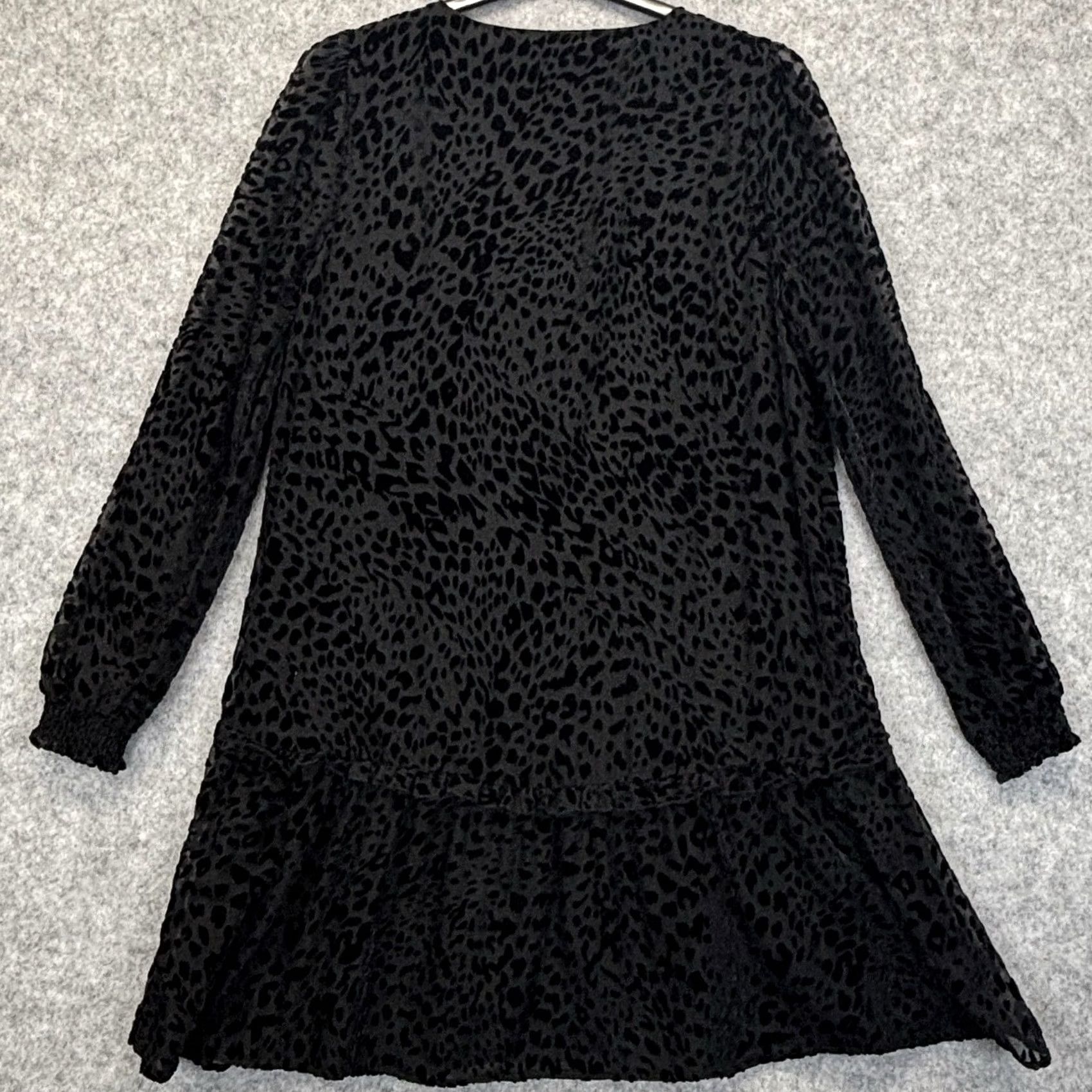 Vintage Hush Amaris Devore Mini Dress black Long Sleeve Women’s 12 V-Neck Pullover Casual Party/Cocktail Travel Vintage No Size XL / US 12-14 / IT 48-50 - 2 Thumbnail