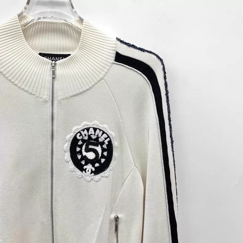 Chanel Chanel White logo sequin embroidery stand-up collar zipper Size XS / US 0-2 / IT 36-38 - 3 Thumbnail