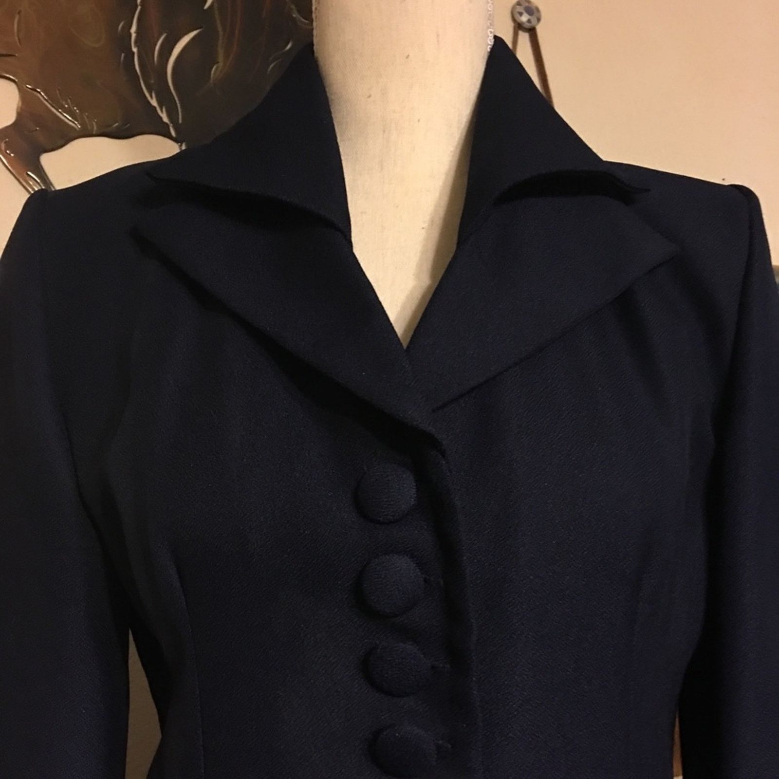 Vintage Jennifer James navy button jacket & skirt set suit Size M / US 6-8 / IT 42-44 - 6 Thumbnail