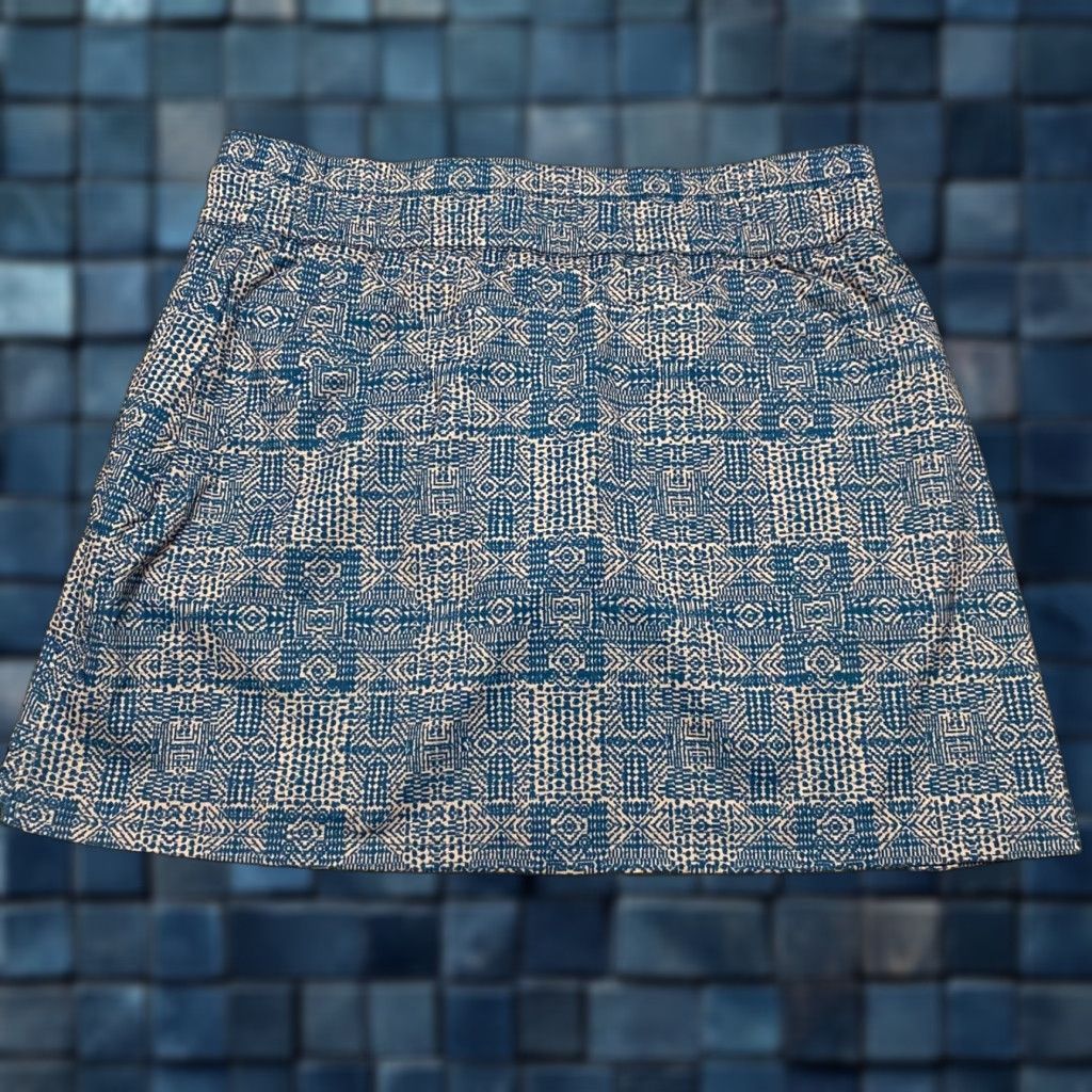 KAVU Kavu Skort Womens XL Blue Geometric Pockets Beach Mini Short Shirt Skort Womens XL Blue Geometric Pockets Beach 90s Size 40" / US 18 - 1 Thumbnail