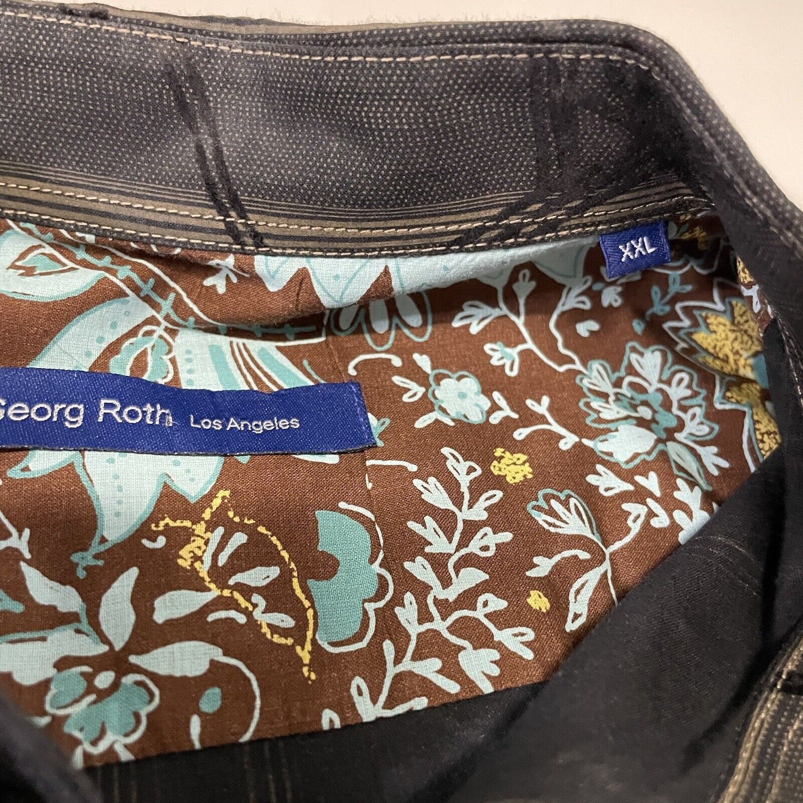 George Georg Roth Los Angeles Shirt Mens 2XL Button Blue Black EUC Size US XXL / EU 58 / 5 - 3 Thumbnail