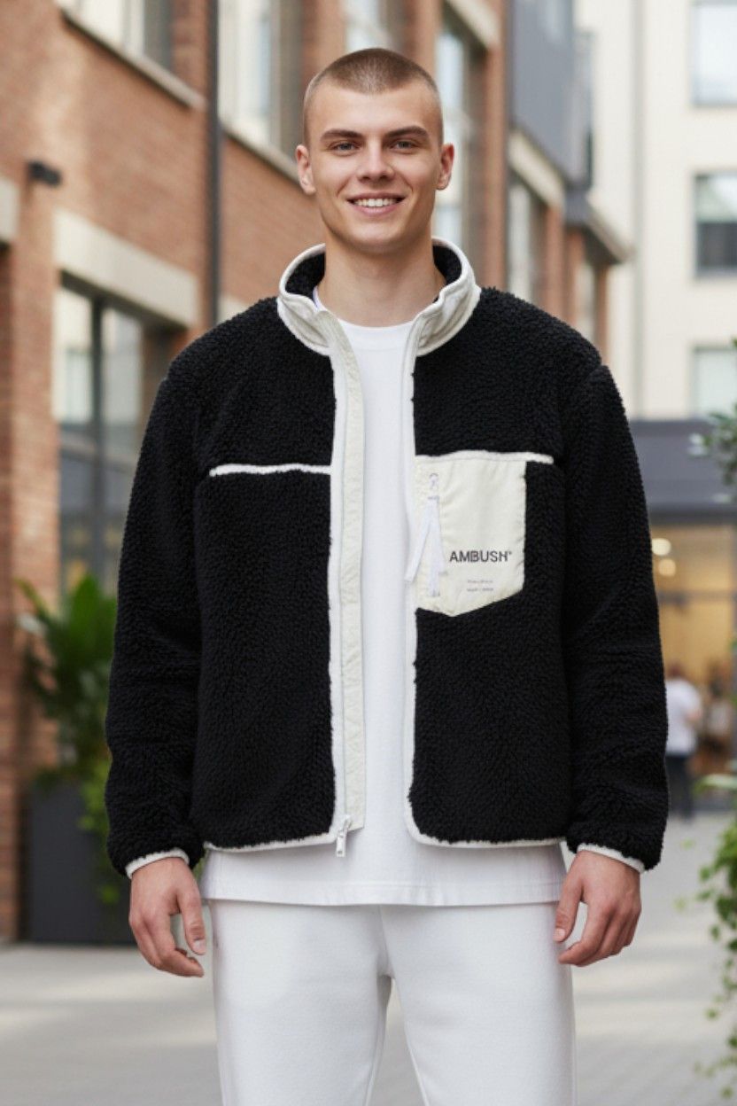 Ambush Design L Black Faux Fur Fleece Zip Lightweight 86772 Size US M / EU 48-50 / 2 - 2 Thumbnail