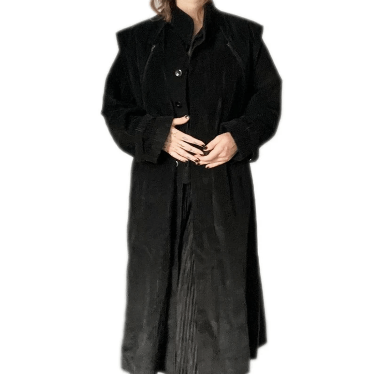 Other Vintage black gothic corduroy coat Size L / US 10 / IT 46 - 1 Thumbnail