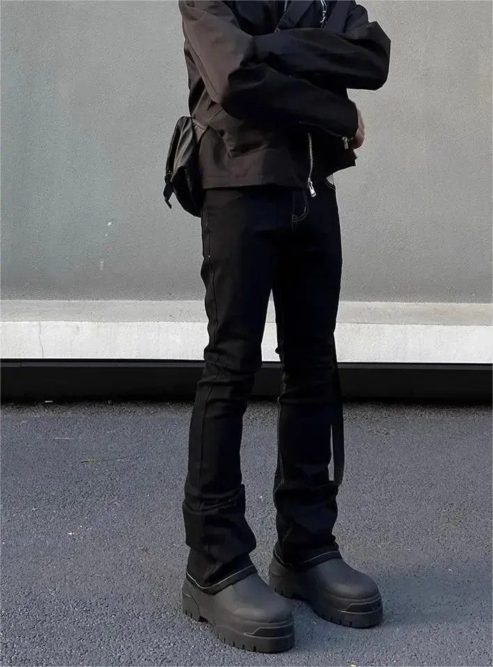 Japanese Brand Black micro flared slim fit jeans Size US 30 / EU 46 - 4 Thumbnail