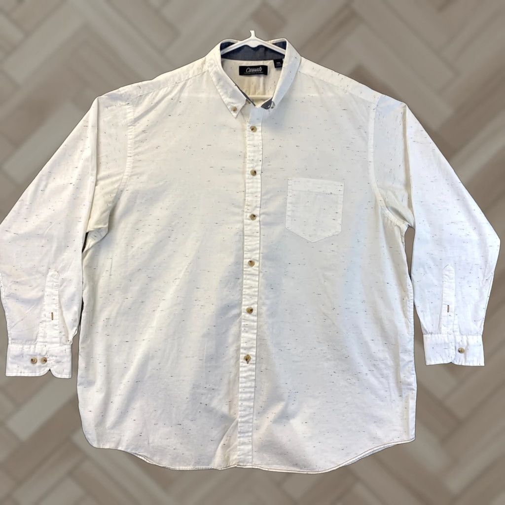 Vintage Casuals Shirt Men Long Sleeve Dress White XXL 100% Cotton Button-Down Regular Fit Mens Size US XXL / EU 58 / 5 - 1 Thumbnail
