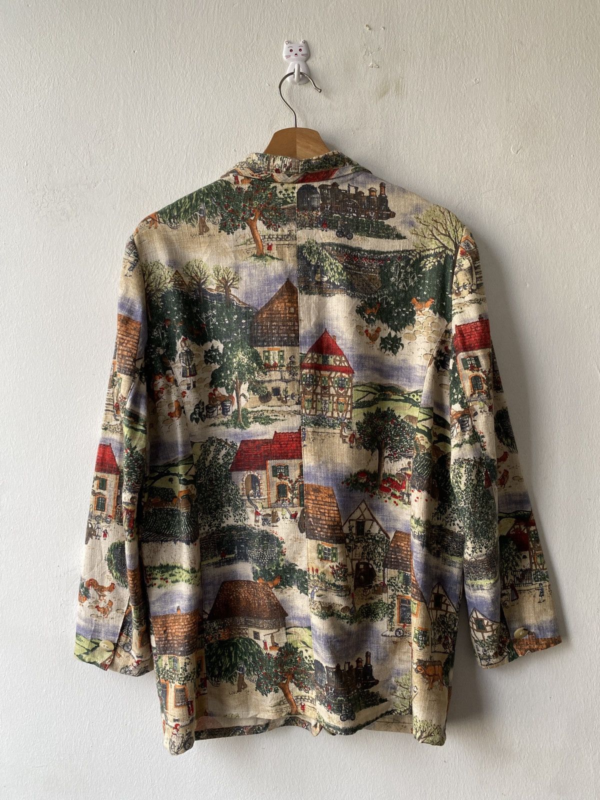 Japanese Brand 1980s - Vintage Az-Robe Classic Environment Motif Overprint Size US L / EU 52-54 / 3 - 4 Thumbnail