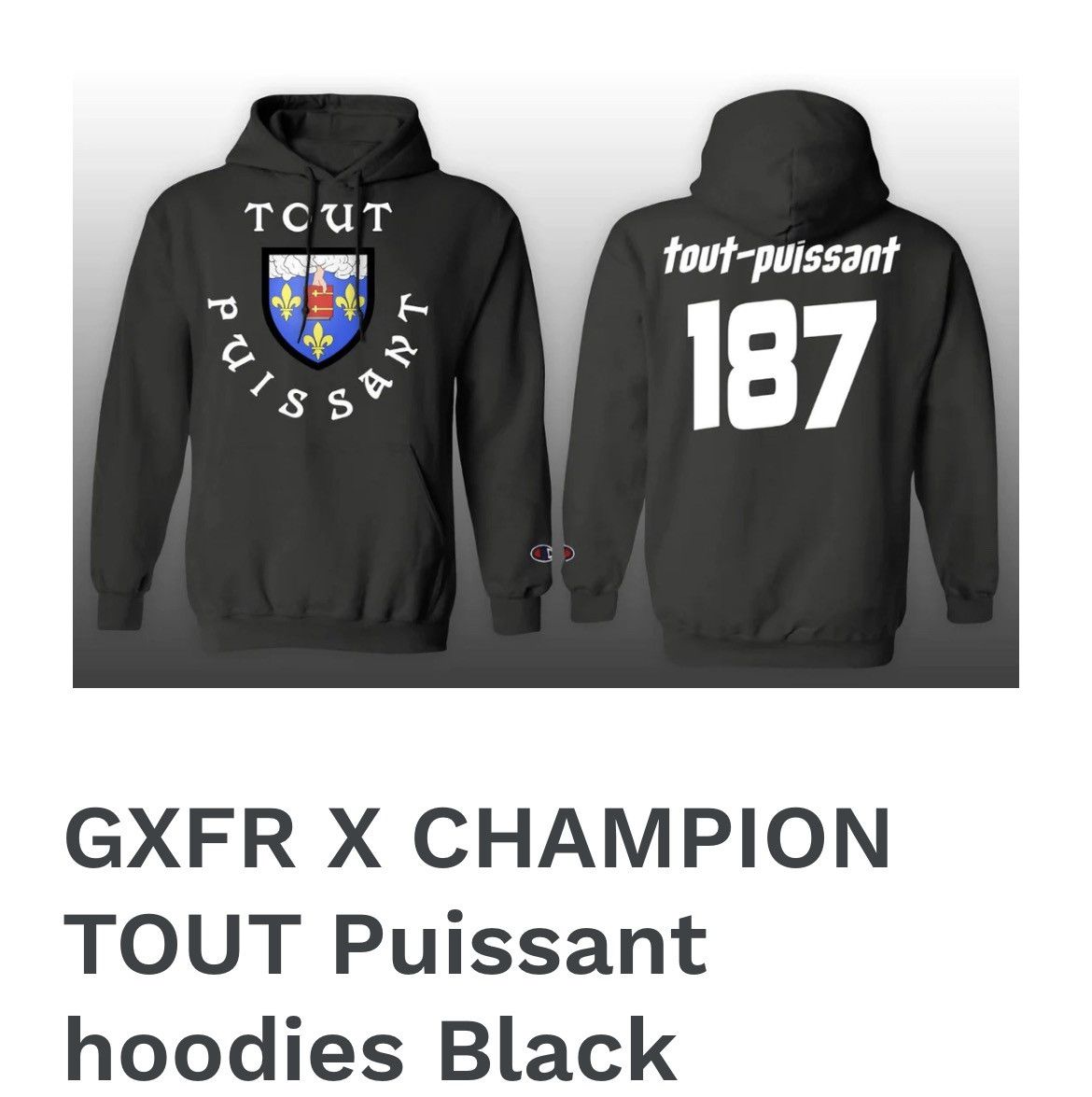 GXFR Champion Tout Puissant Westside Gunn black hoodie XL