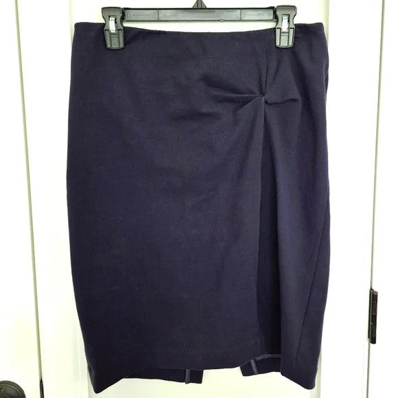 Brunello Cucinelli Navy Gathered Skirt Classic Fall Party Spring Travel Work Size 32" / US 10 / IT 46 - 2 Thumbnail