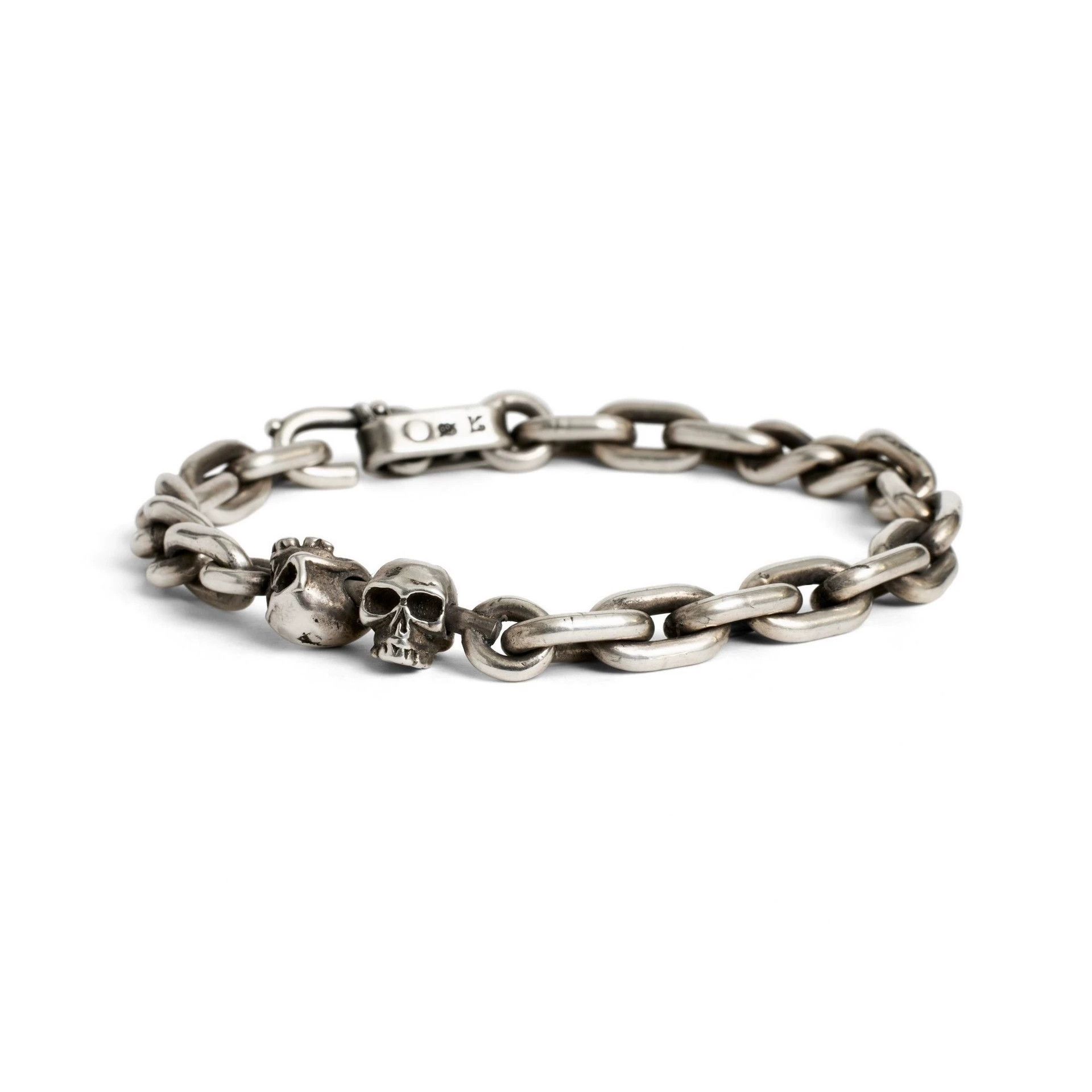 Werkstatt Munchen Werkstatt Munchen M2597 Double Skull Bracelet S/M Size ONE SIZE - 3 Thumbnail