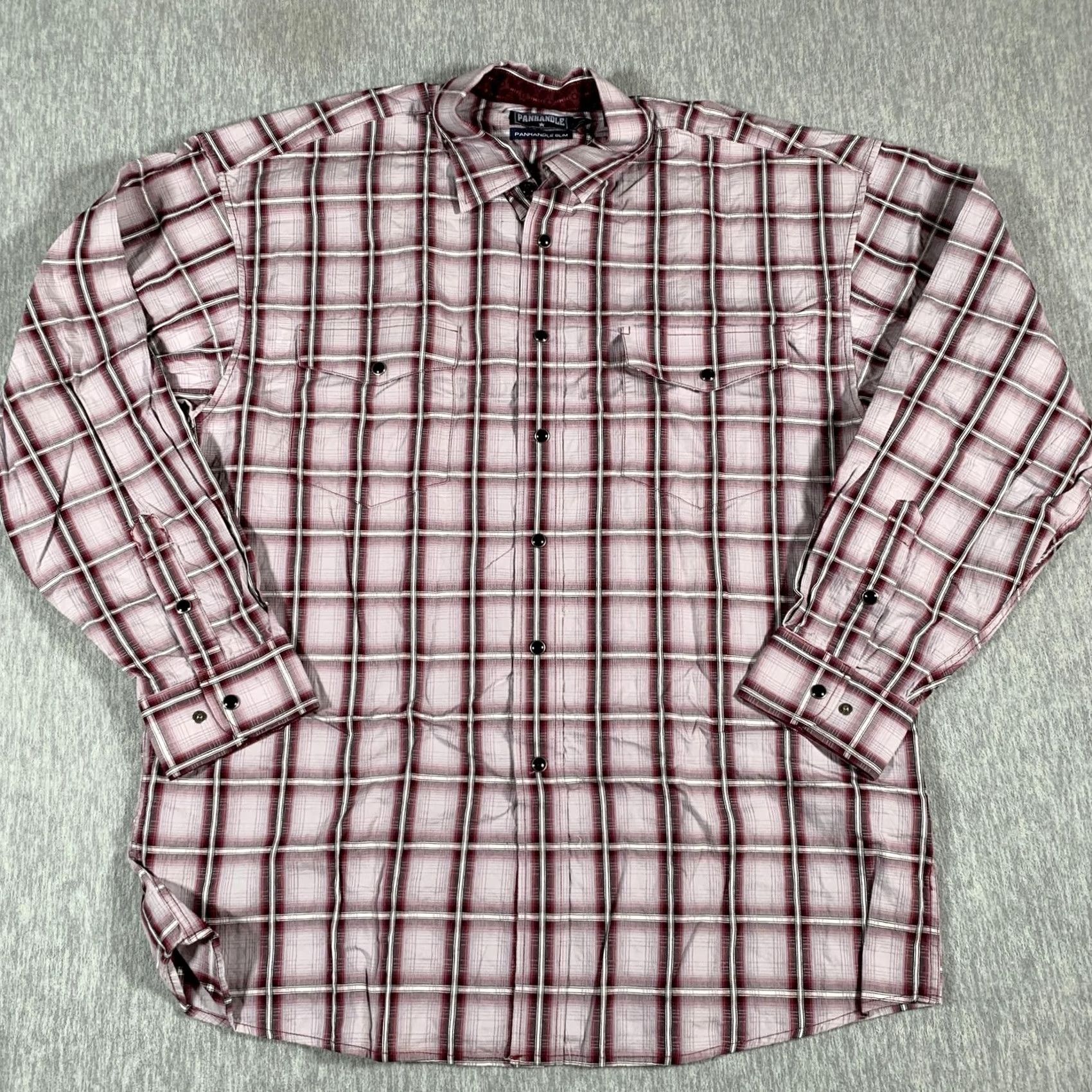 Vintage Panhandle Slim Shirt Mens Large Red White Plaid Western Snap Long Sleeve 36S1262 Size US L / EU 52-54 / 3 - 2 Thumbnail