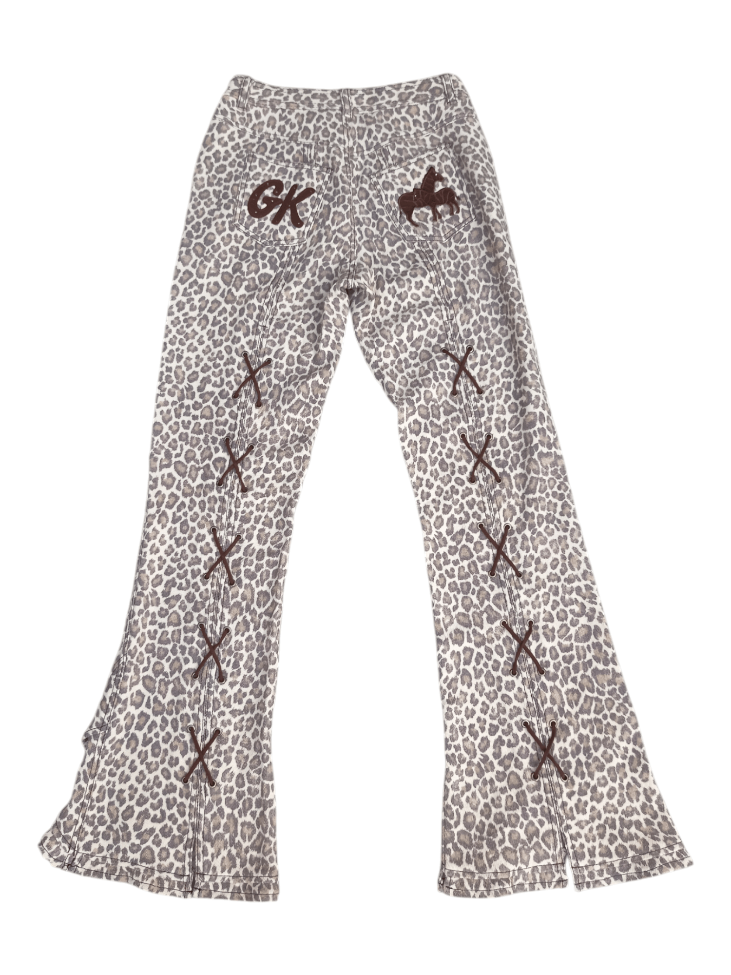 Japanese Brand GK Leopard Design Lace Up Flare Pants Size 24" / US 00 / IT 34 - 1 Thumbnail