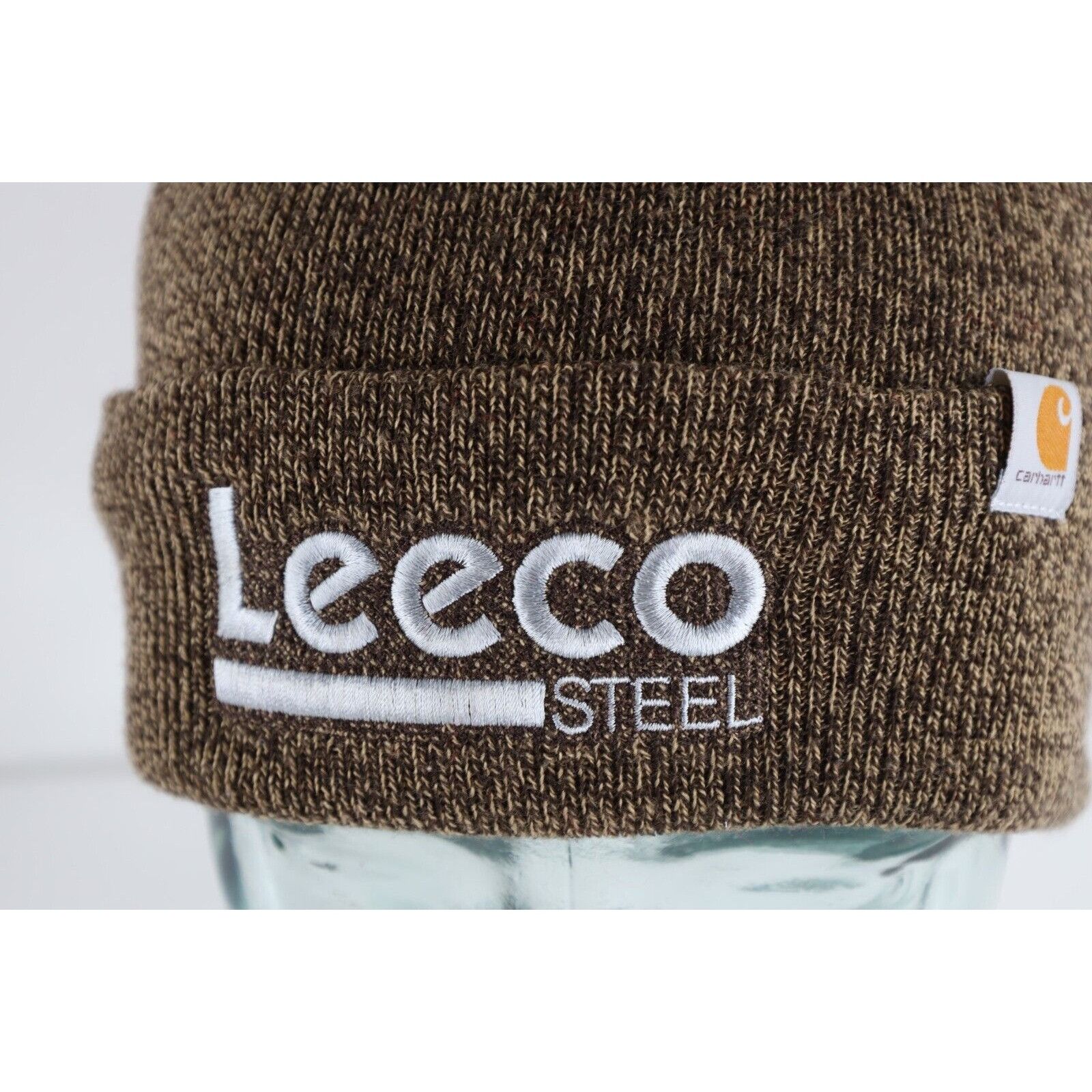 Carhartt × Vintage Y2K Carhartt Spell Out Box Logo Leeco Steel Knit Beanie Hat Size ONE SIZE - 2 Thumbnail