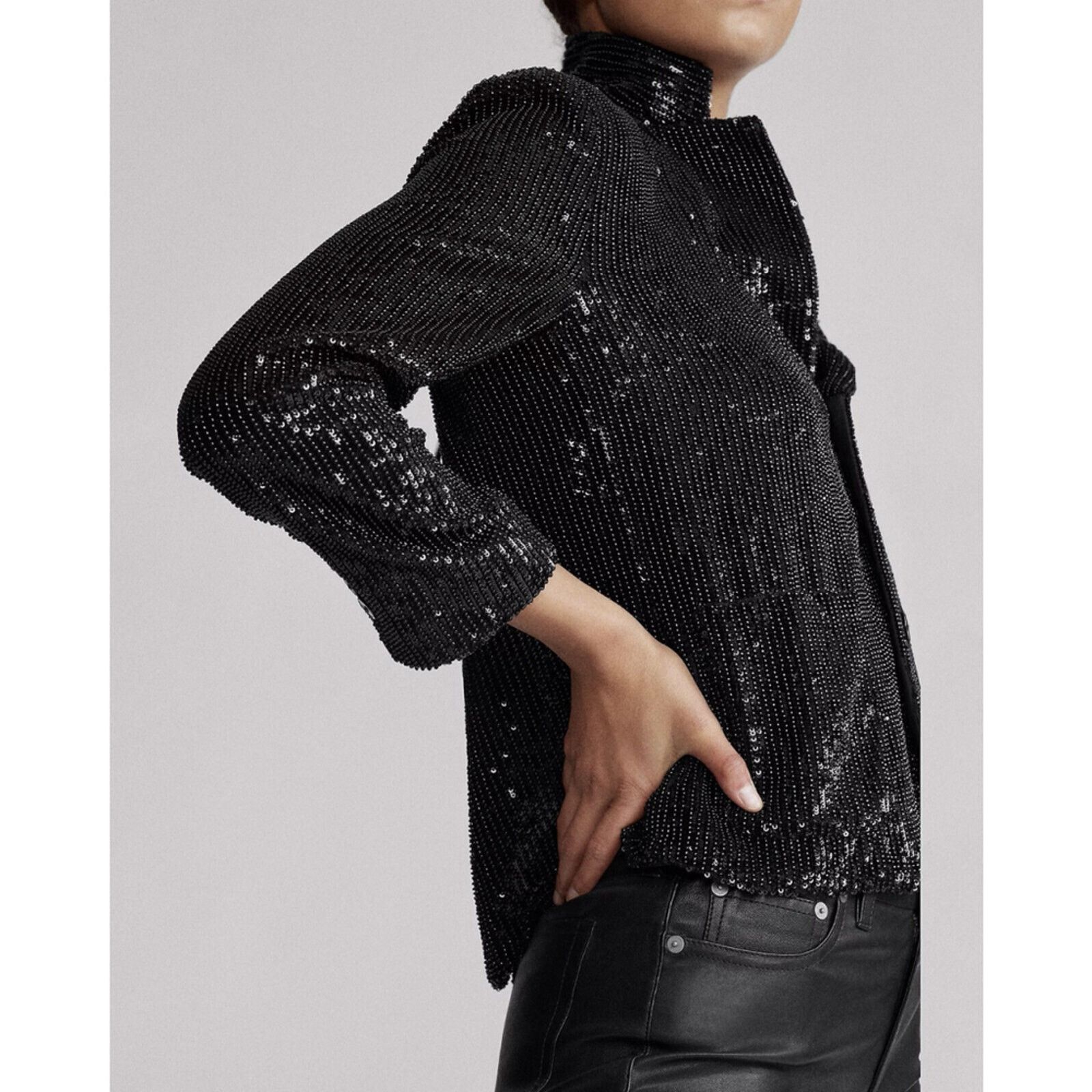 Polo Ralph Lauren Polo Ralph Lauren Sequin Cropped Blazer Black NWT Size 6 Size M / US 6-8 / IT 42-44 - 4 Thumbnail