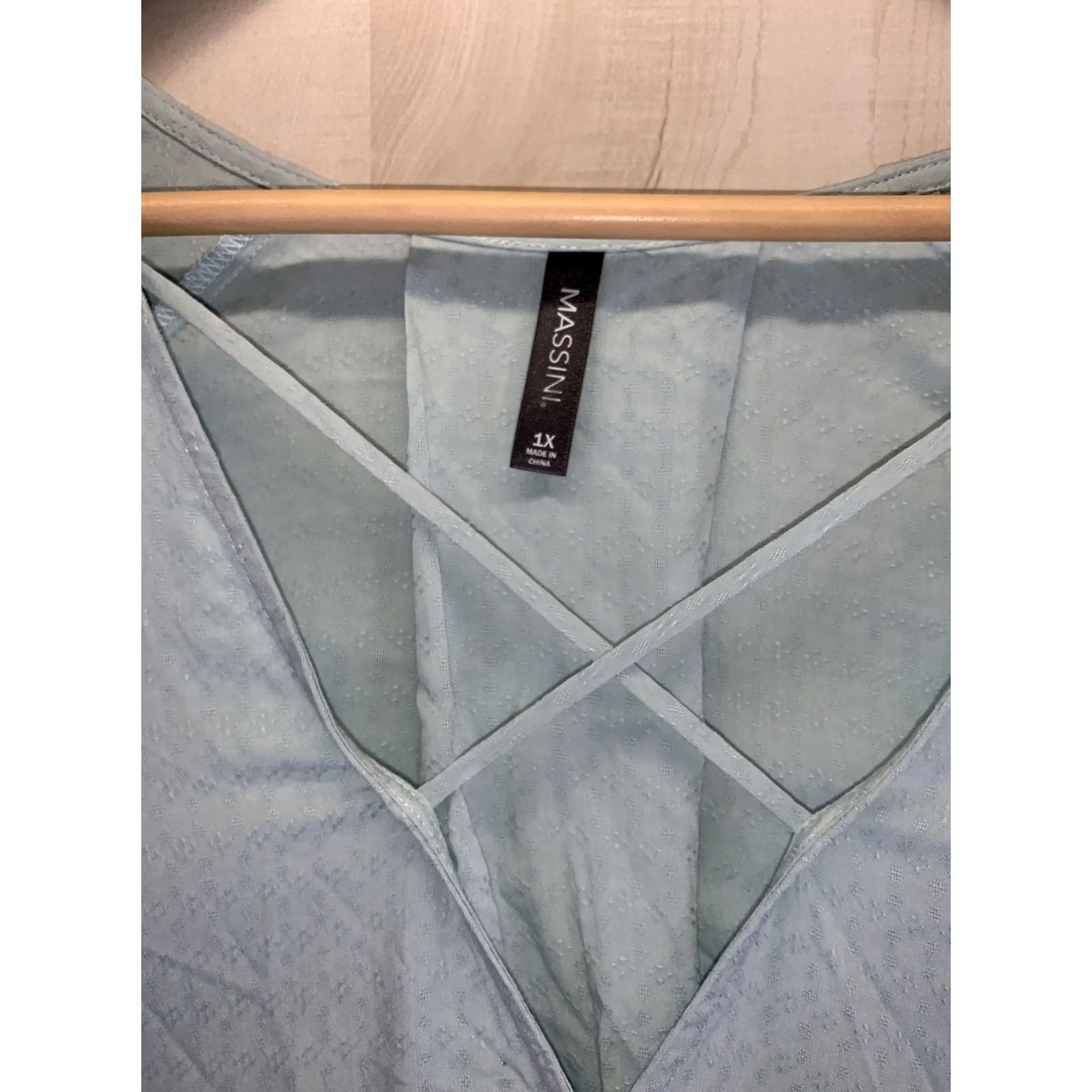 Vintage Massini Womens Plus Size 1x Surplic Top Blouse Tunic Long Sleeve V-Neck Blue NWT-6265 Size XL / US 12-14 / IT 48-50 - 5 Thumbnail