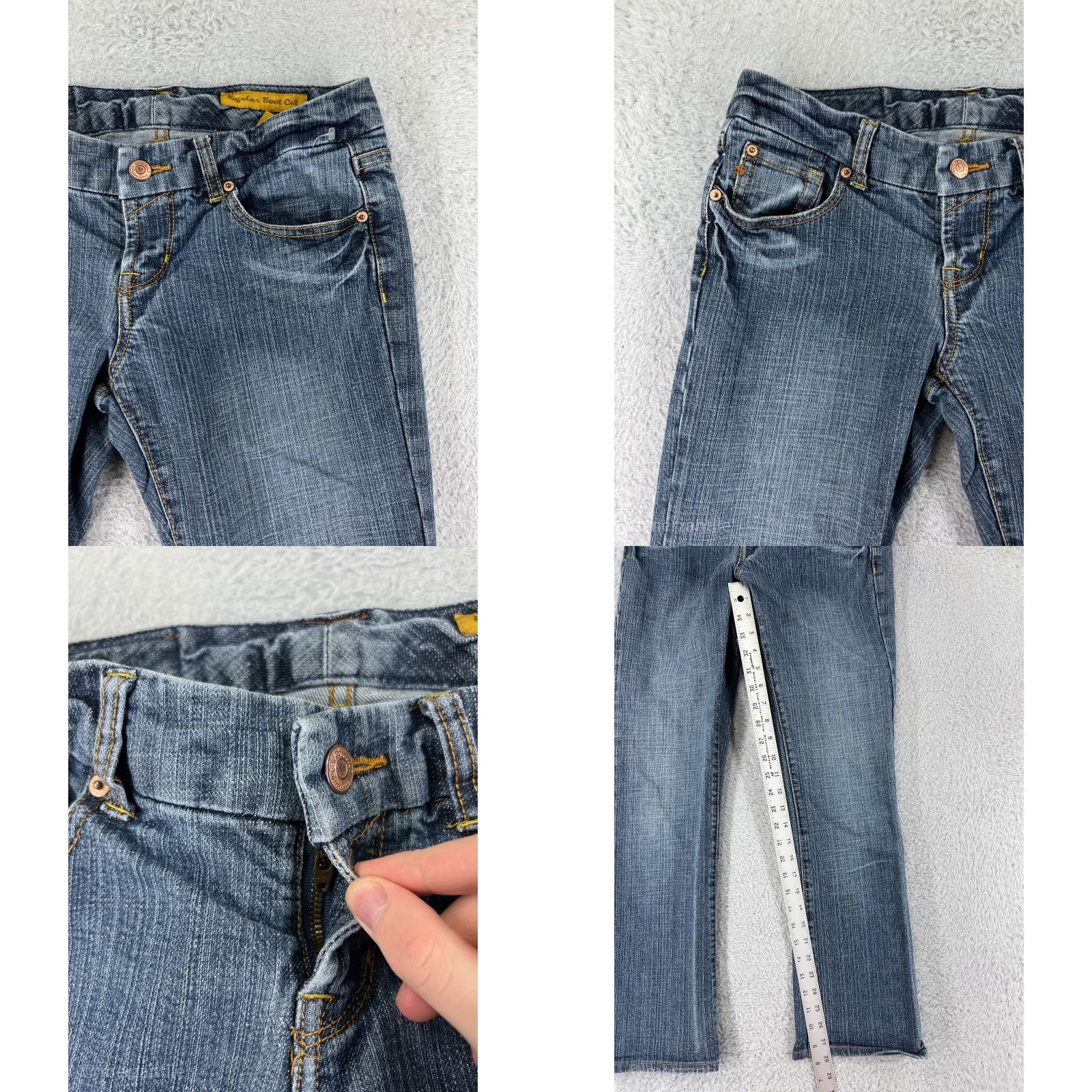 Vintage Seven7 Blue Denim Jeans Women 28 Boot Cut Low Rise Embroidered 5-Pocket 28in Inseam Stretch Pants Mens? Size 28" / US 6 / IT 42 - 8 Thumbnail