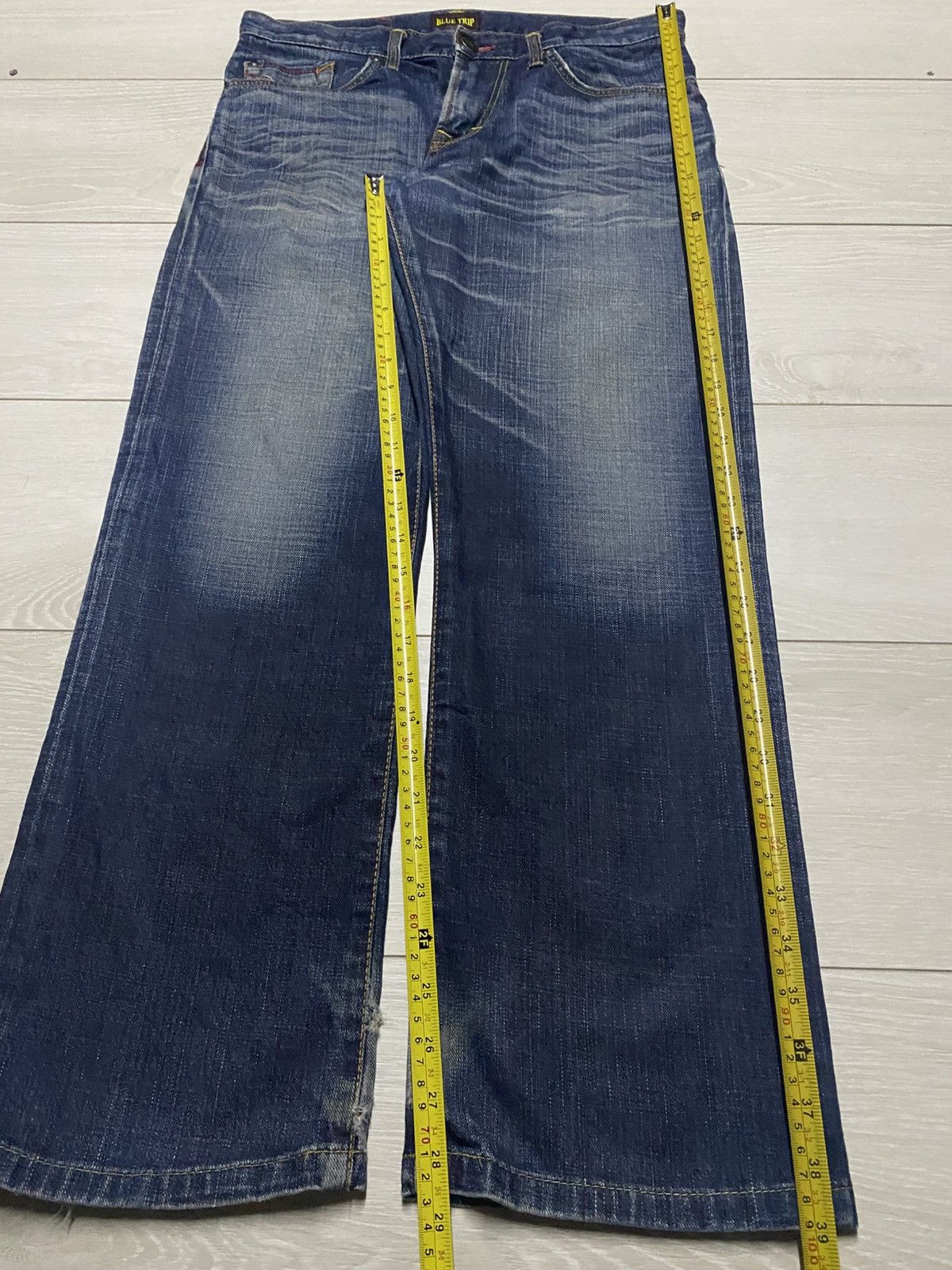 Edwin Vintage Edwin 503 Blue Trip Mud Wash Distressed Loose Jeans Size US 33 - 13 Thumbnail