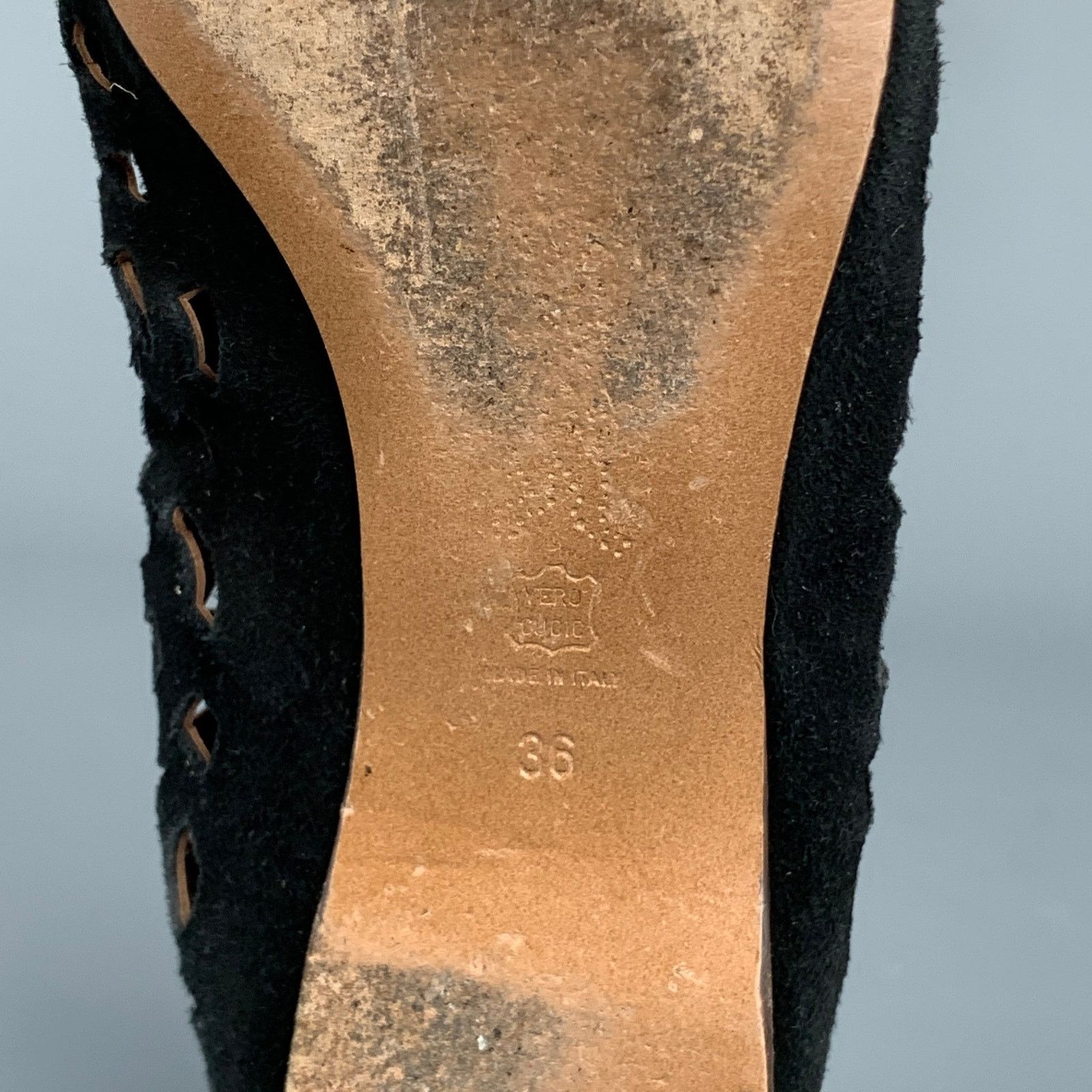 Marni MARNI Size 6 Black Cut Out Suede Flats Size US 6 / IT 36 - 7 Thumbnail