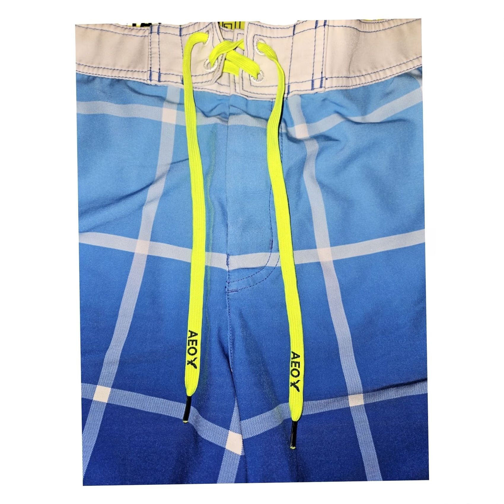 American Eagle Outfitters VINTAGE American Eagle Outfitters Swim Trunks Men Large Blue Check Zip Pocket Drawstring Preppy Size ONE SIZE - 5 Thumbnail
