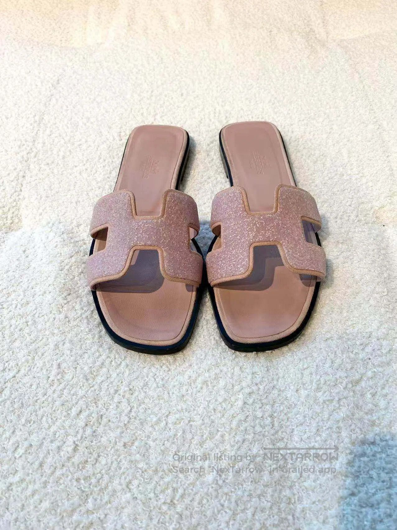 Hermes Hermes Glitter pink diamond H slippers| Size US 5 / IT 35 - 2 Thumbnail