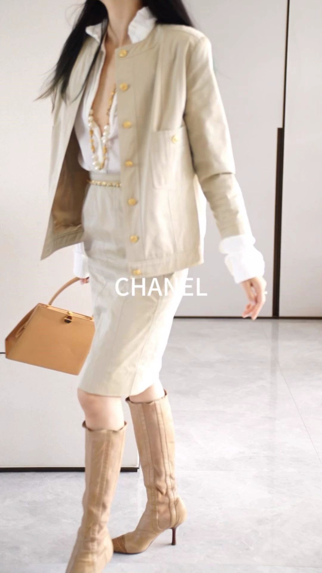 Chanel Chanel Vtg Khaki Utility Suit Skirt Set FR38 Size S / US 4 / IT 40 - 1 Thumbnail