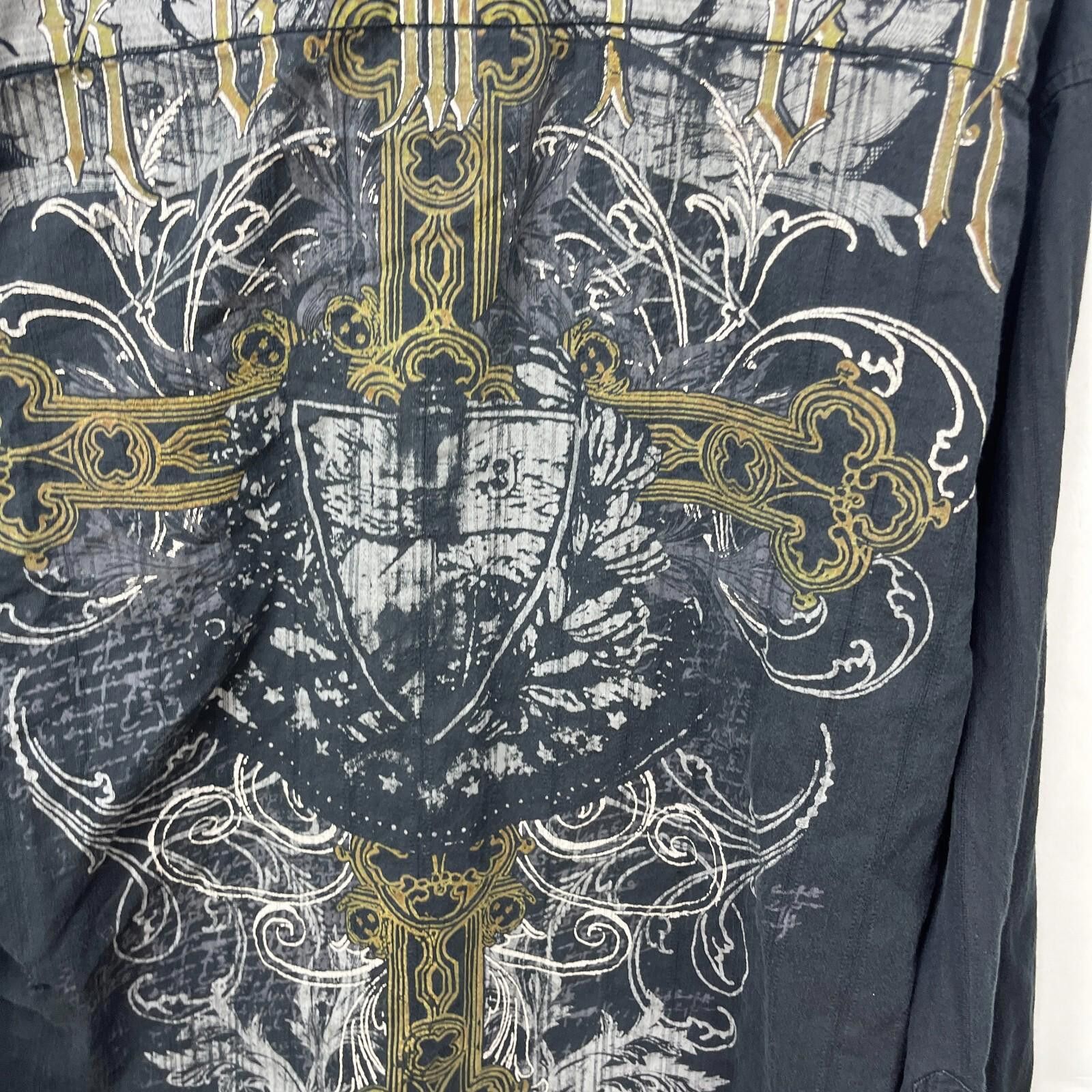 Vintage Vintage Cross MMA Y2K Affliction Button-Up Shirt 2XL Size US XXL / EU 58 / 5 - 4 Thumbnail