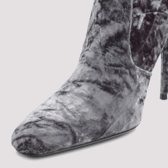 Saint Laurent Paris o1s1wg111024 Lucky Boots & Mules in Velvet in Grey Size US 8.5 / IT 38.5 - 6 Thumbnail